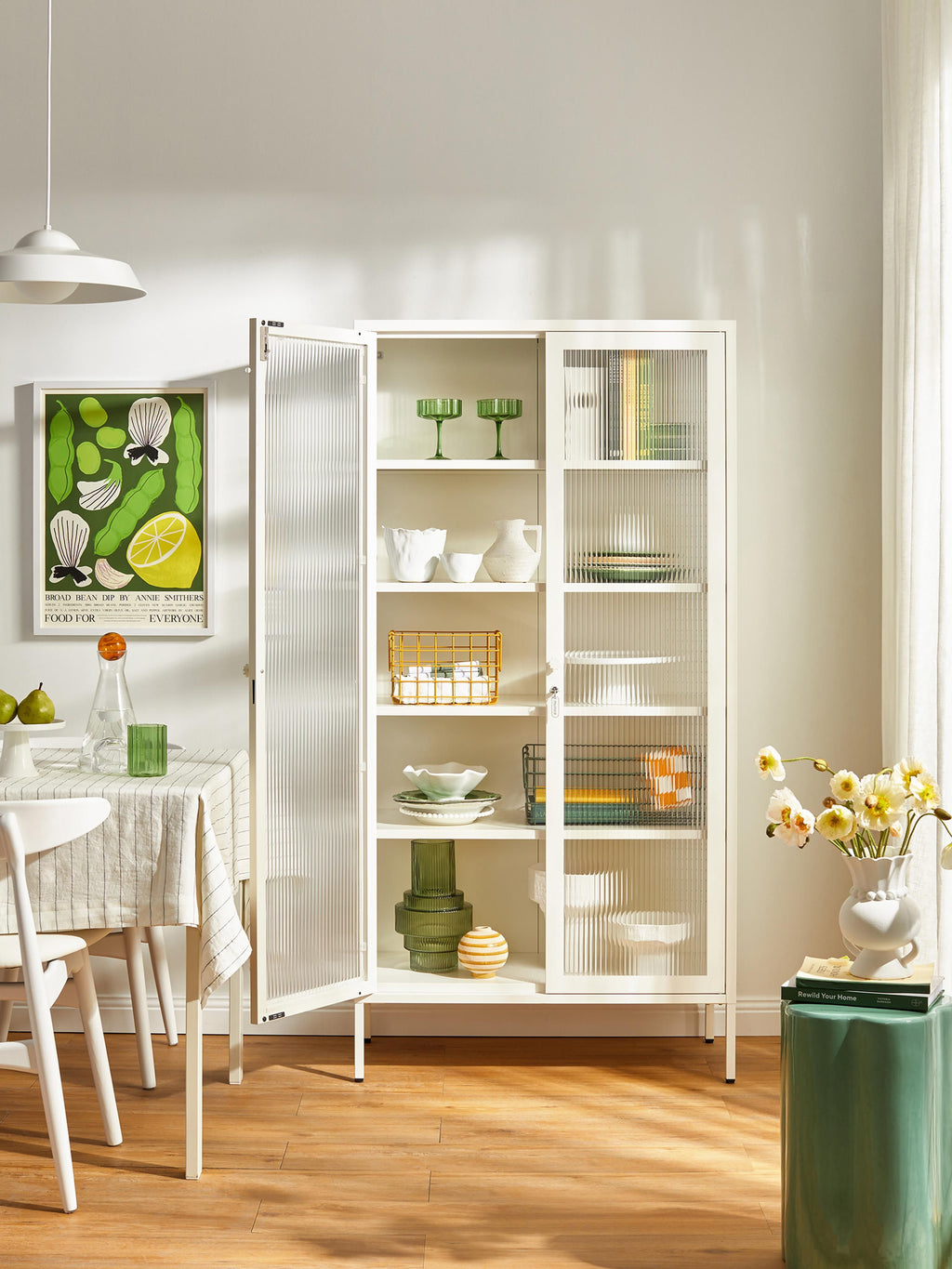 Collector Metal Display Cabinet The with Ribbed Glass