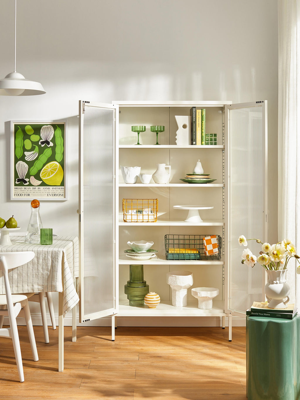 Collector Metal Display Cabinet The with Ribbed Glass