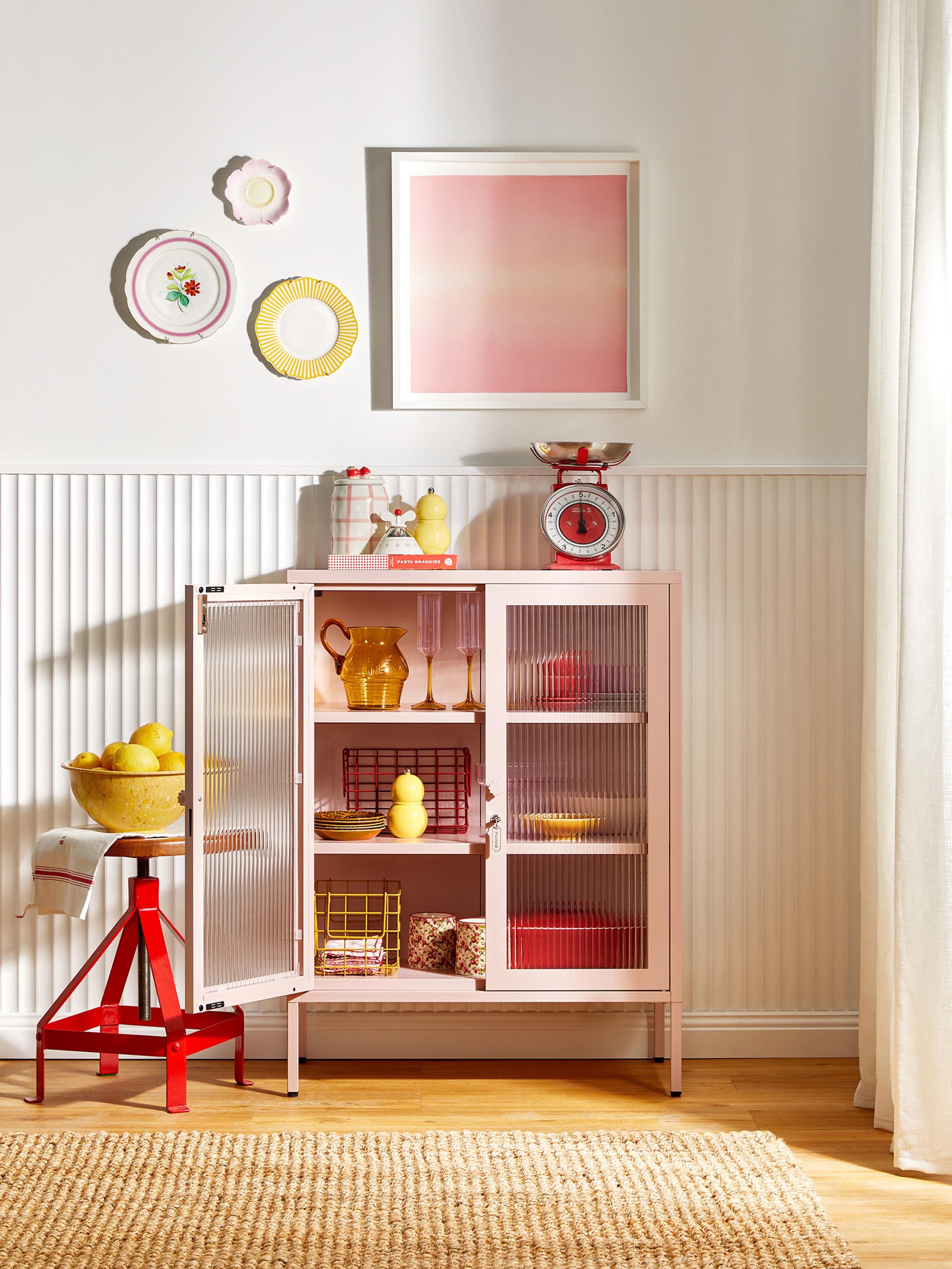 Mixer Metal Display Cabinet The with Ribbed Glass