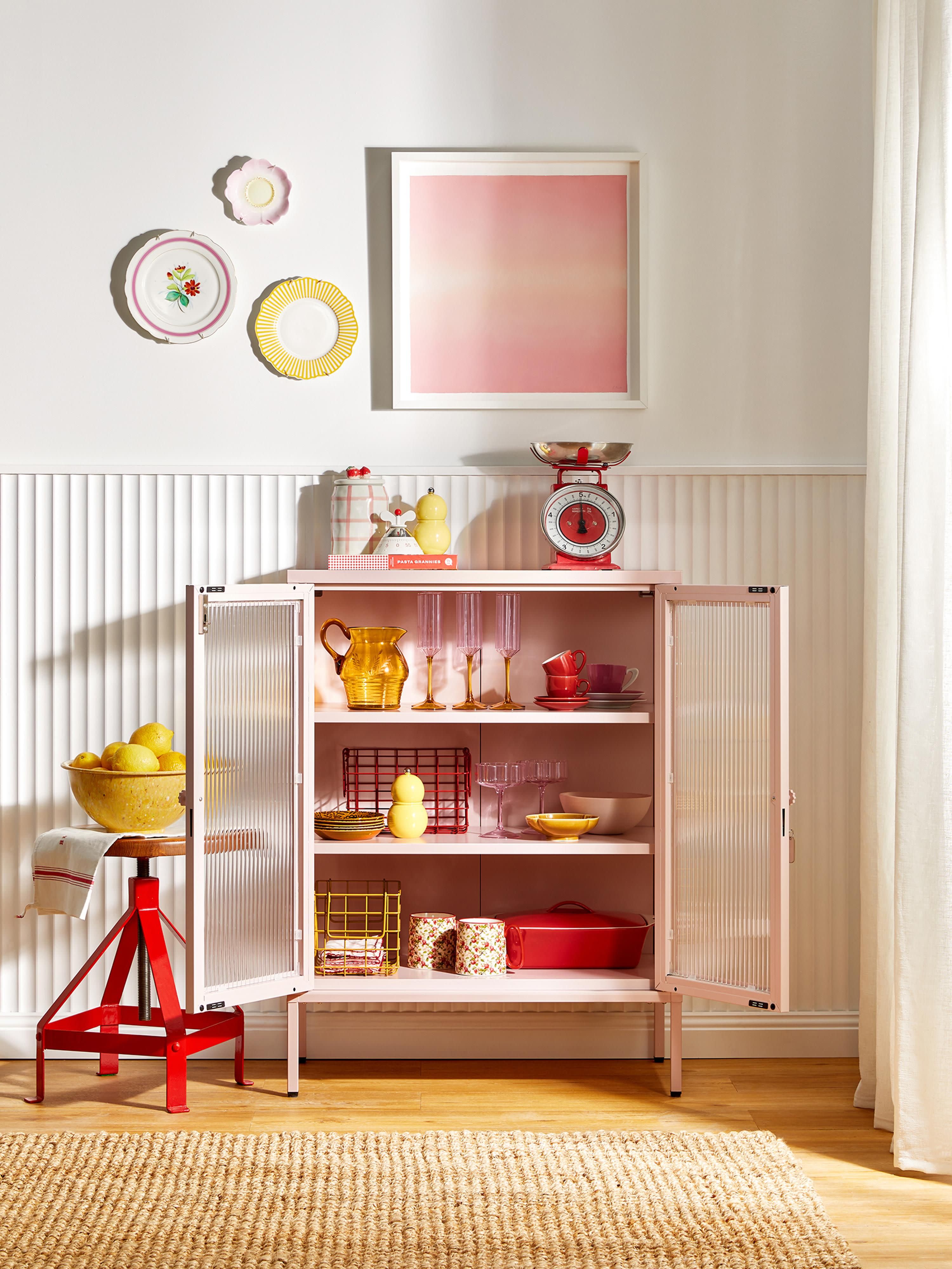 Mixer Metal Display Cabinet The with Ribbed Glass