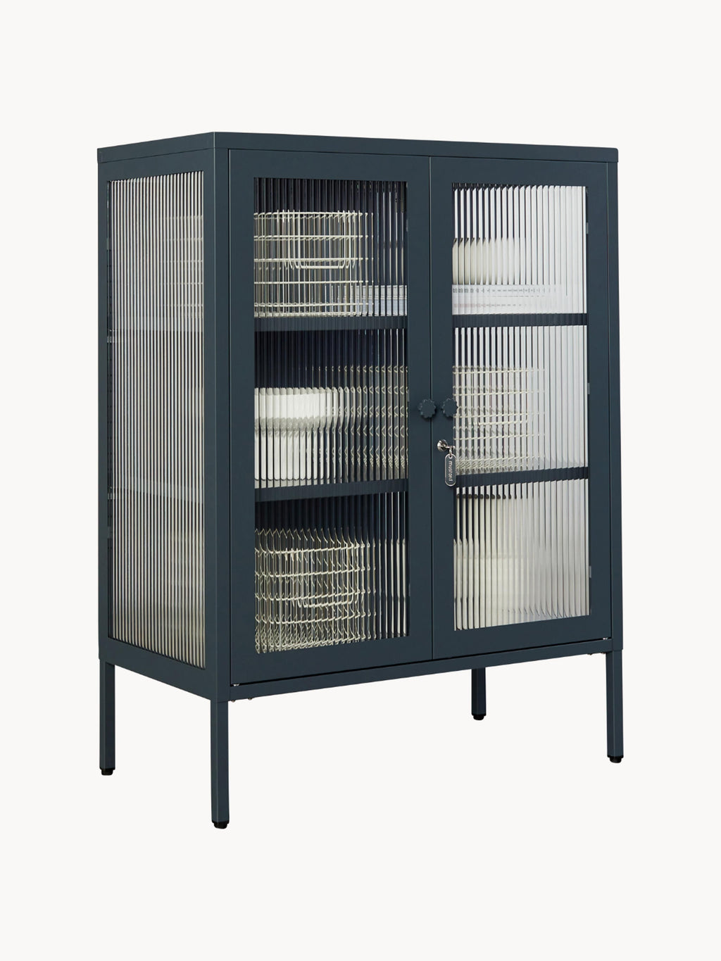 Mixer Metal Display Cabinet The with Ribbed Glass