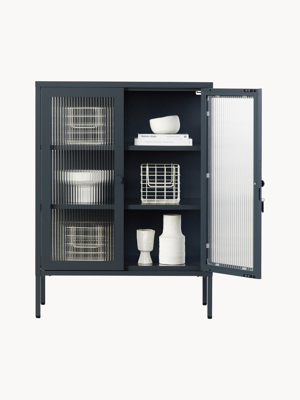Mixer Metal Display Cabinet The with Ribbed Glass