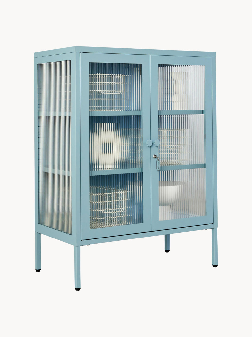 Mixer Metal Display Cabinet The with Ribbed Glass