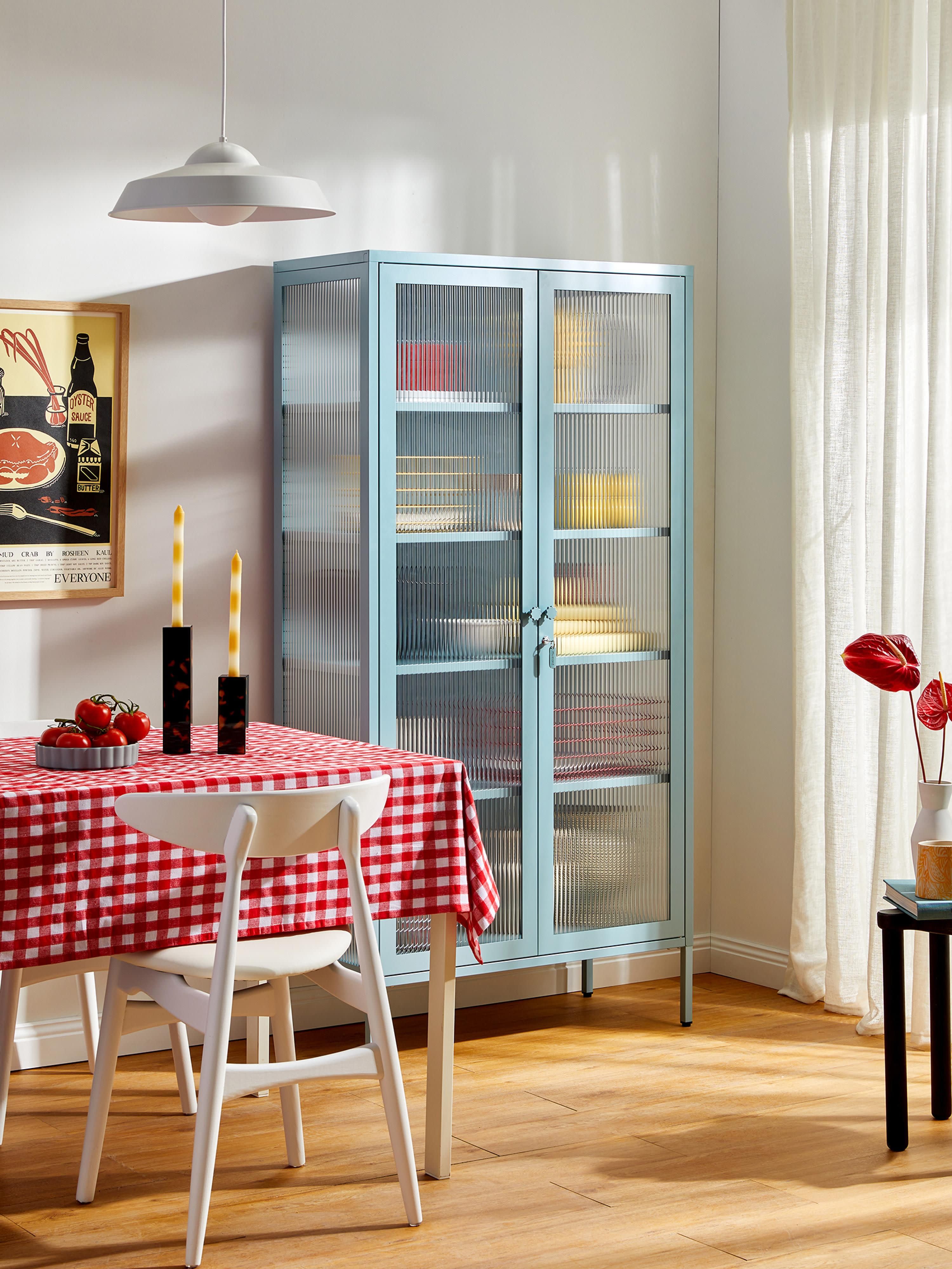 Collector Metal Display Cabinet The with Ribbed Glass