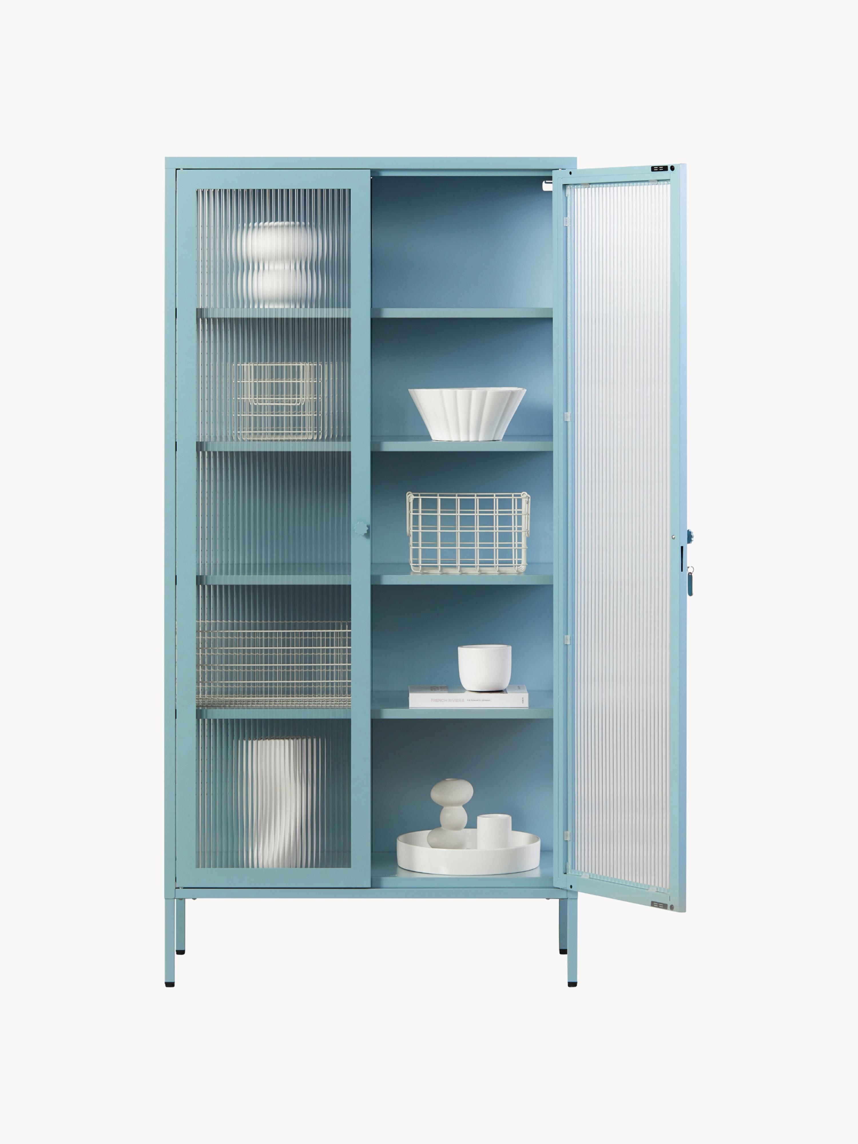 Collector Metal Display Cabinet The with Ribbed Glass
