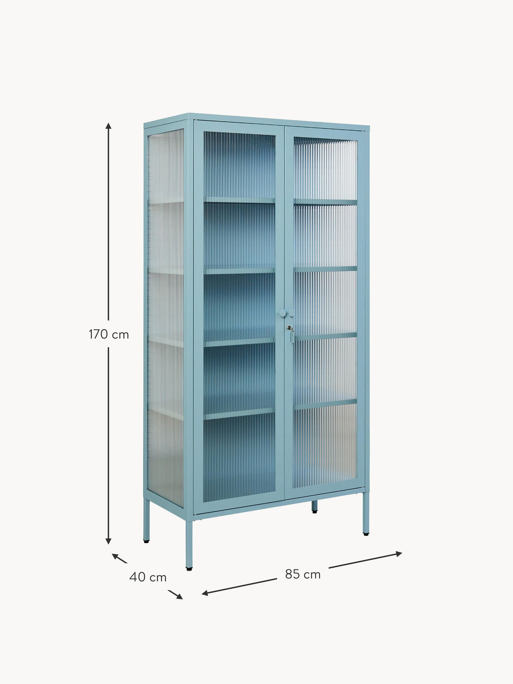 Collector Metal Display Cabinet The with Ribbed Glass