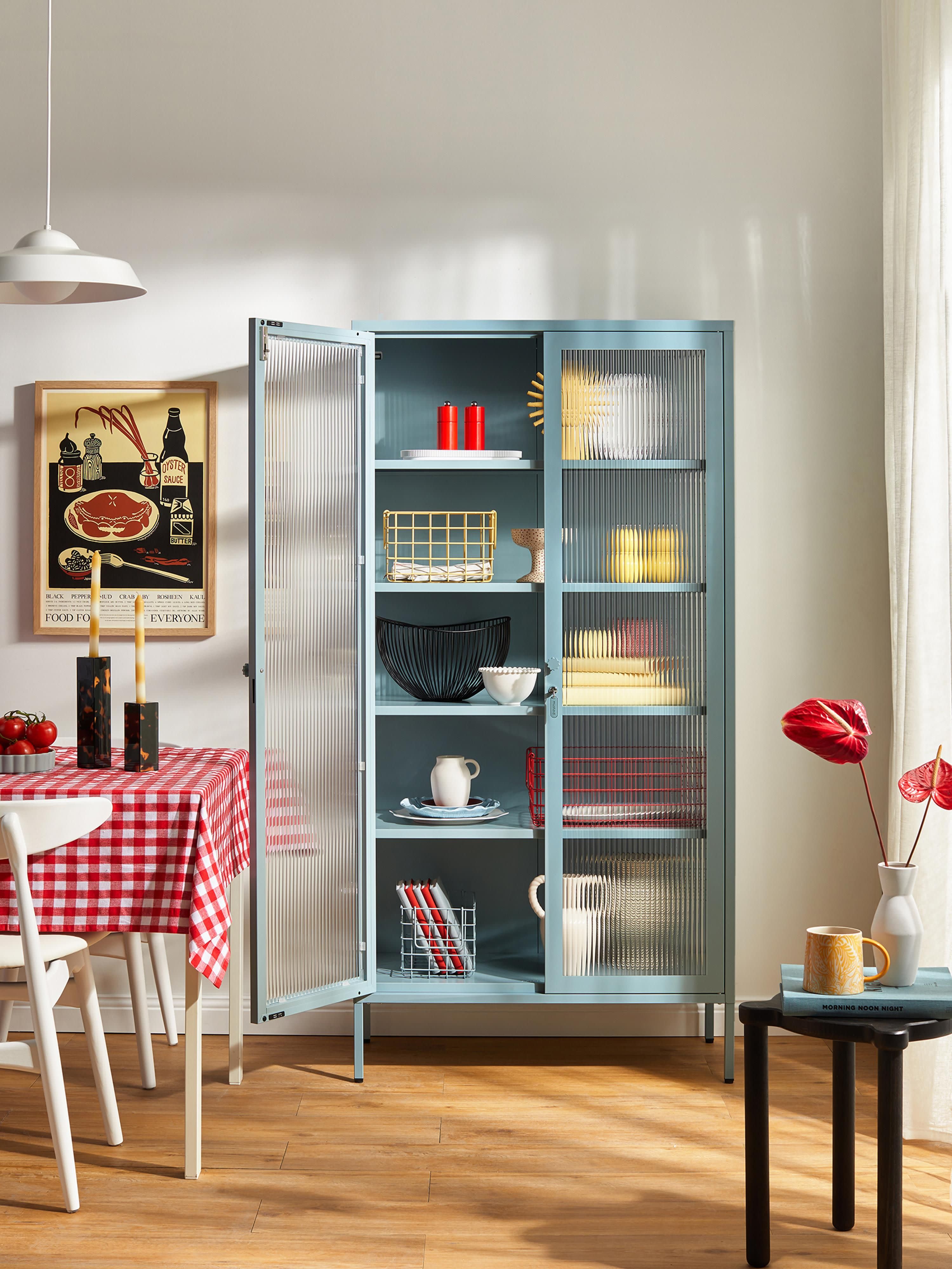 Collector Metal Display Cabinet The with Ribbed Glass