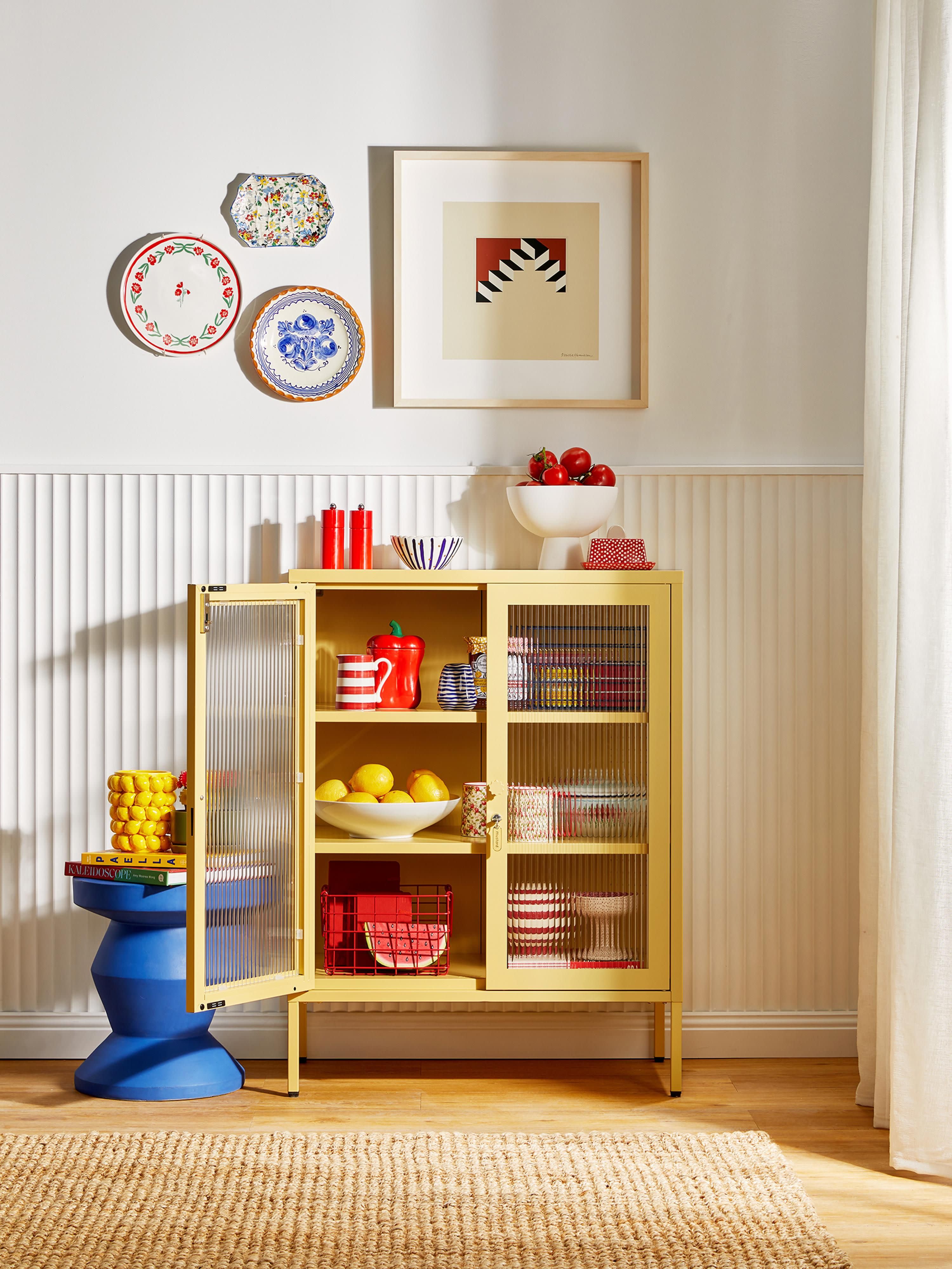 Mixer Metal Display Cabinet The with Ribbed Glass