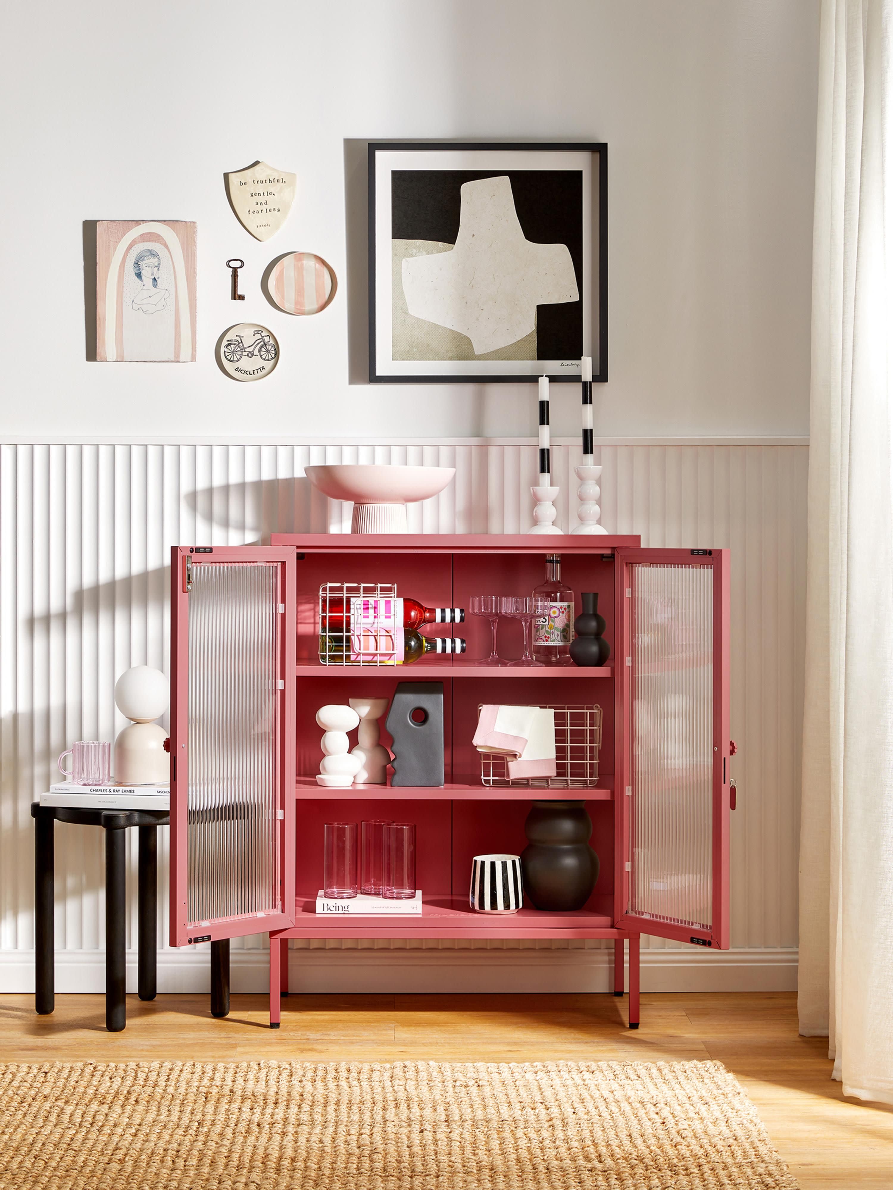Mixer Metal Display Cabinet The with Ribbed Glass