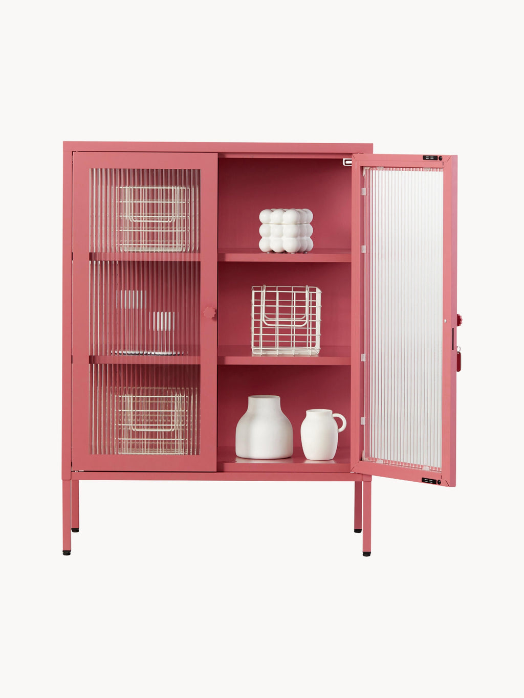 Mixer Metal Display Cabinet The with Ribbed Glass