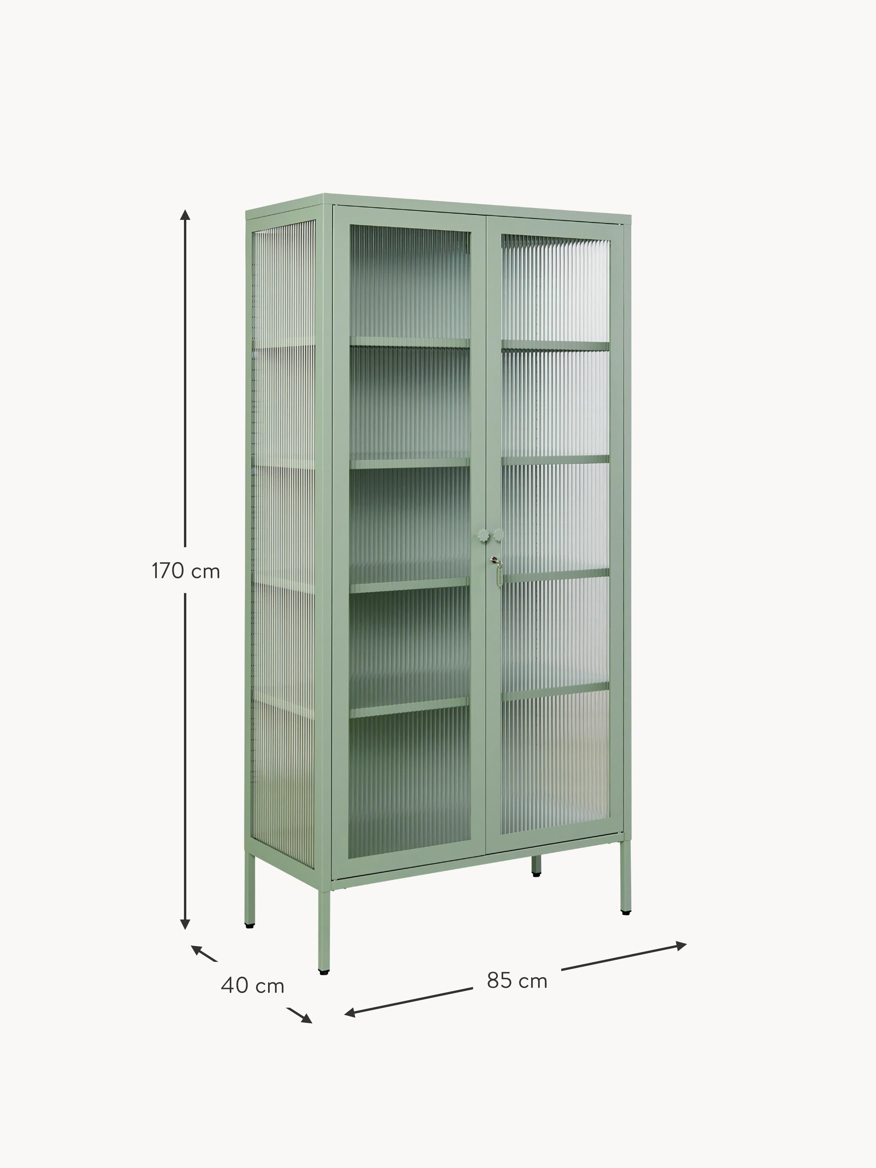 Collector Metal Display Cabinet The with Ribbed Glass