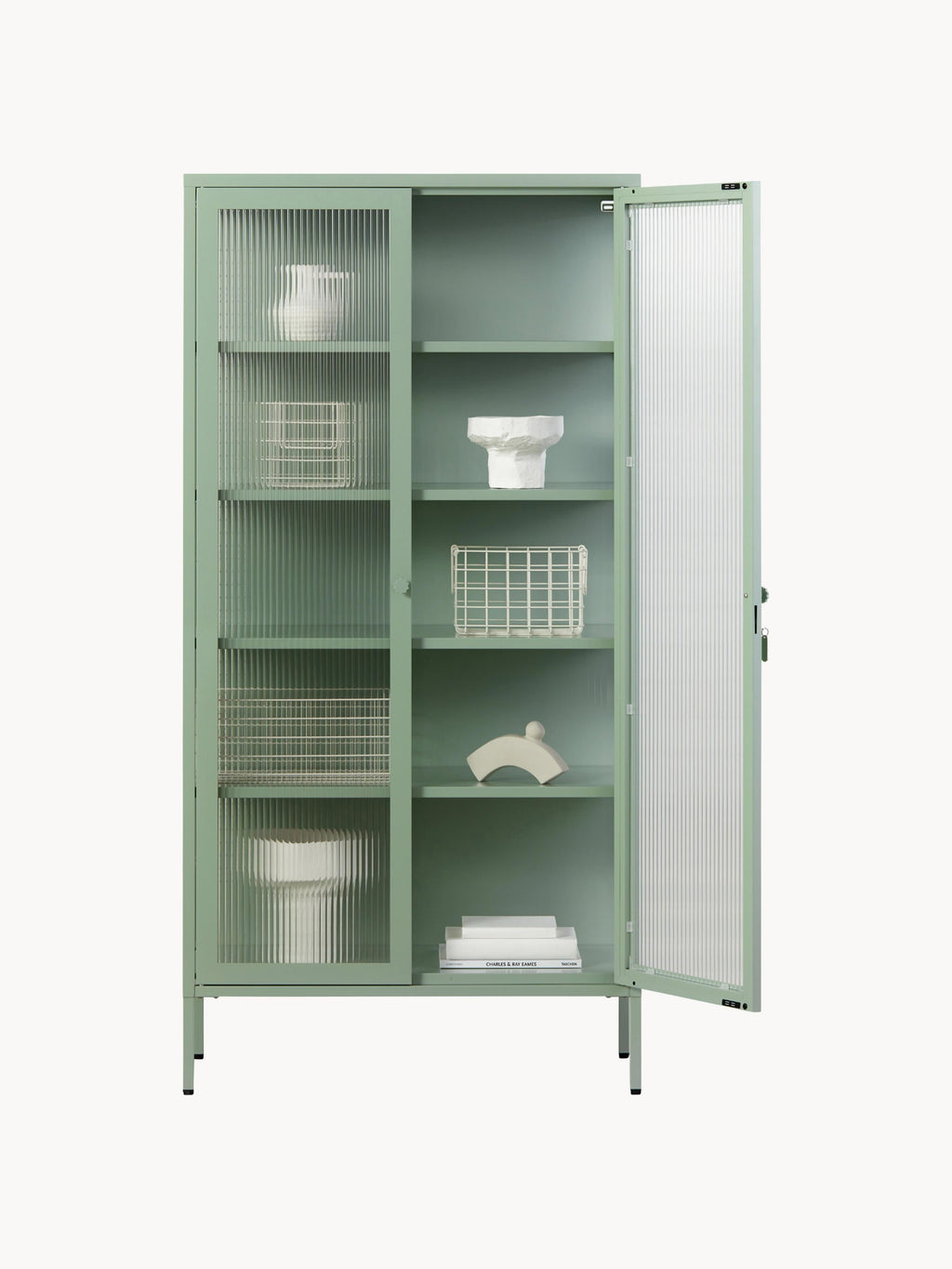 Collector Metal Display Cabinet The with Ribbed Glass