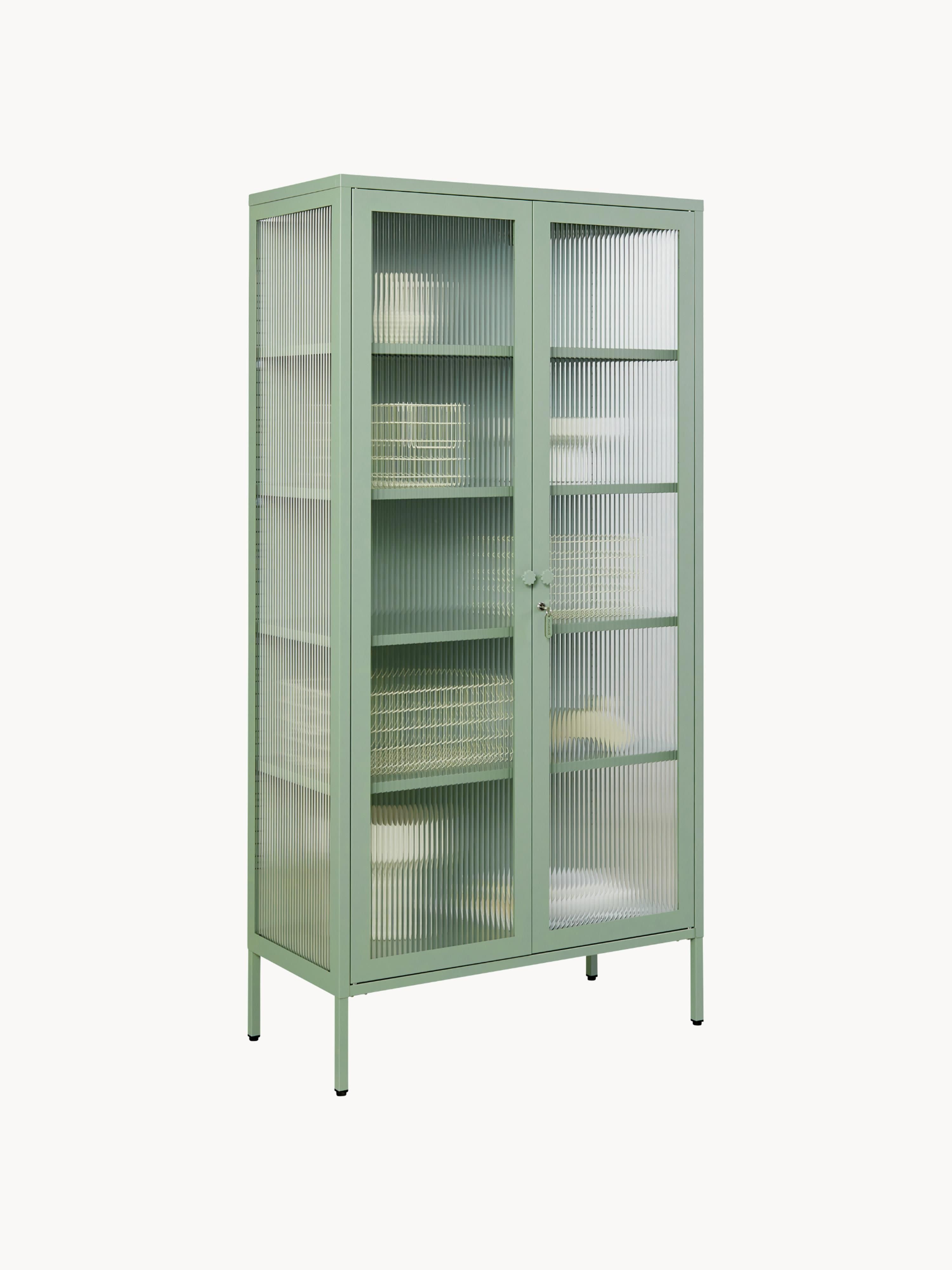 Collector Metal Display Cabinet The with Ribbed Glass