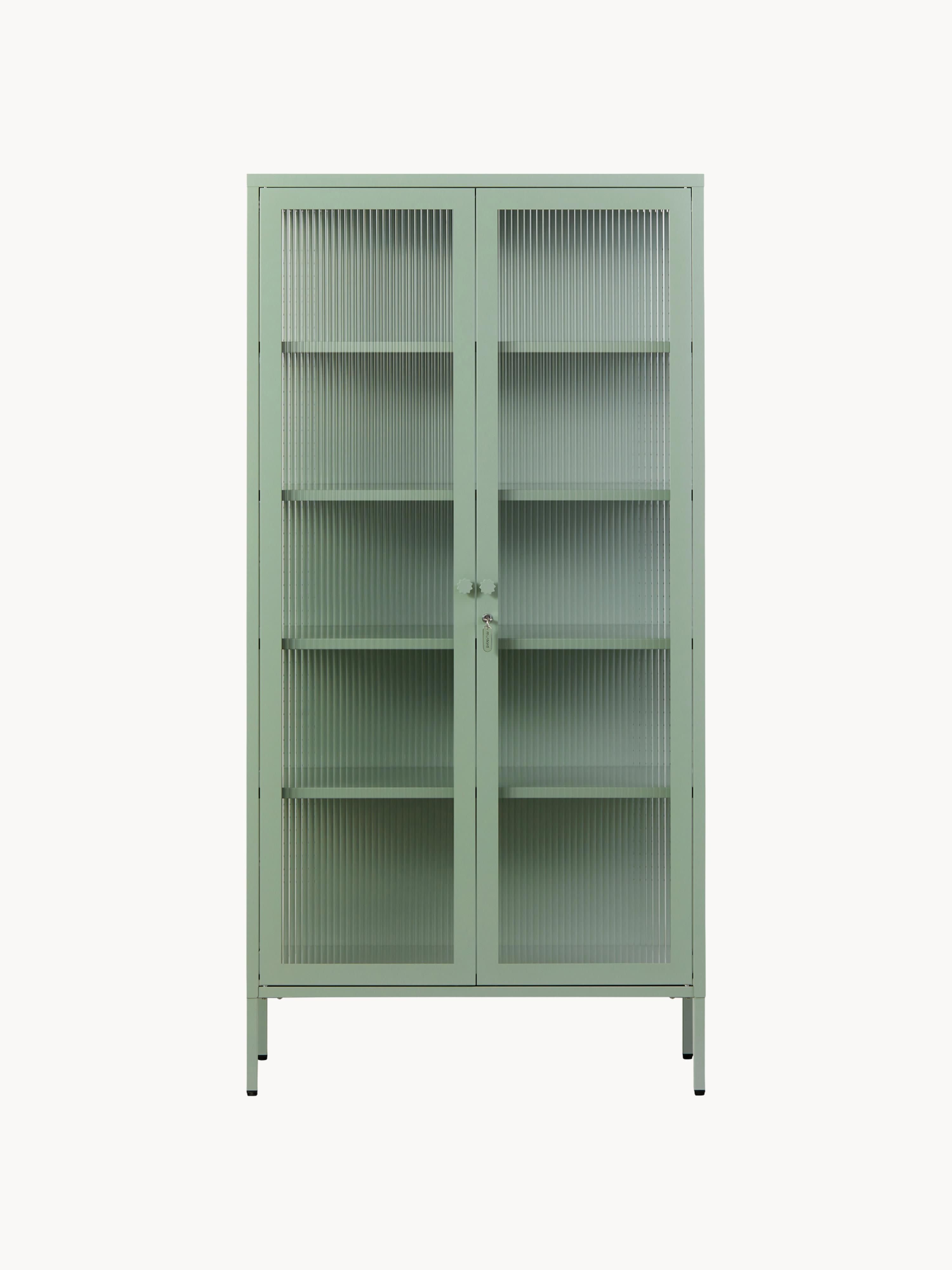 Collector Metal Display Cabinet The with Ribbed Glass