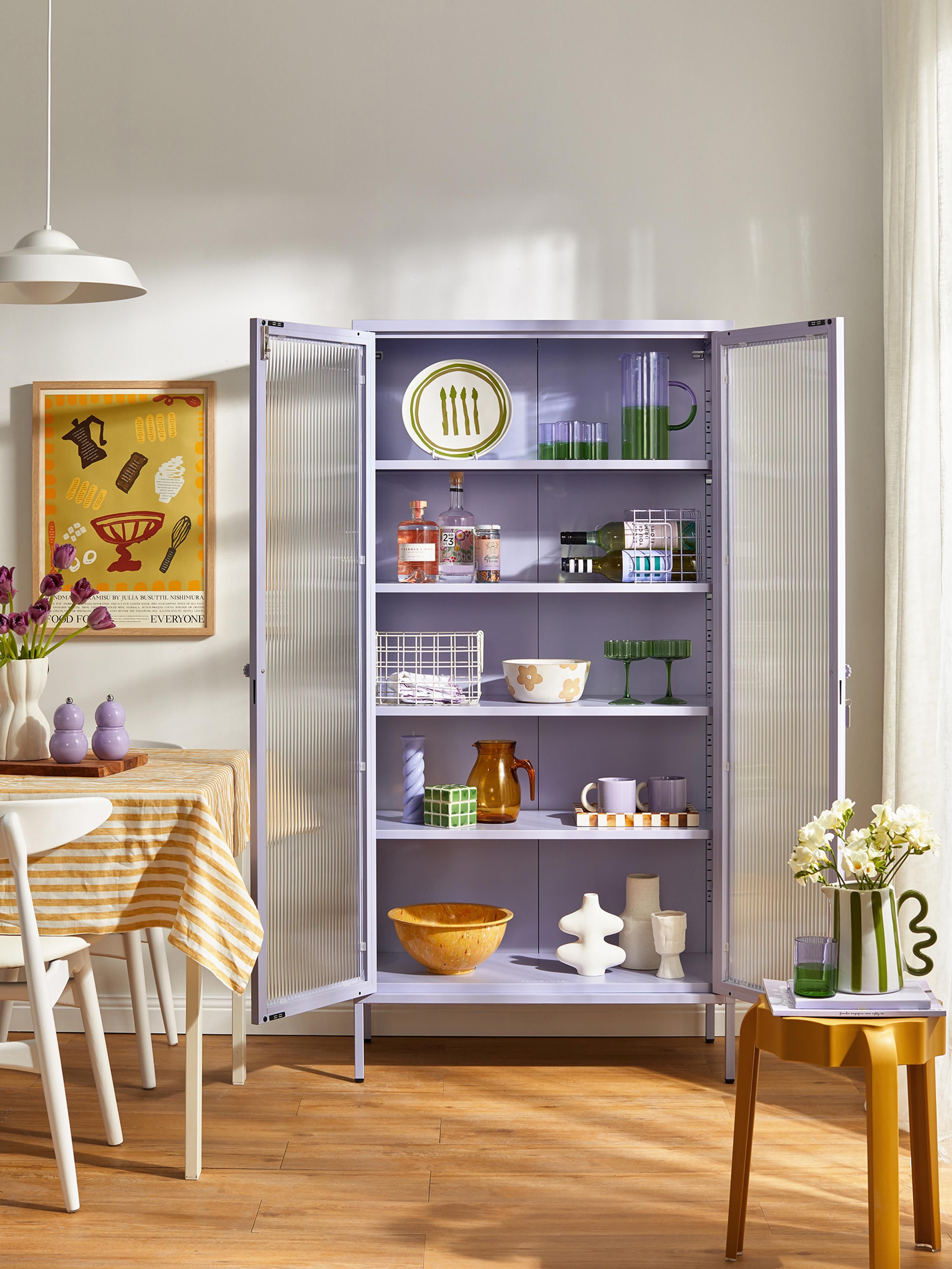 Collector Metal Display Cabinet The with Ribbed Glass