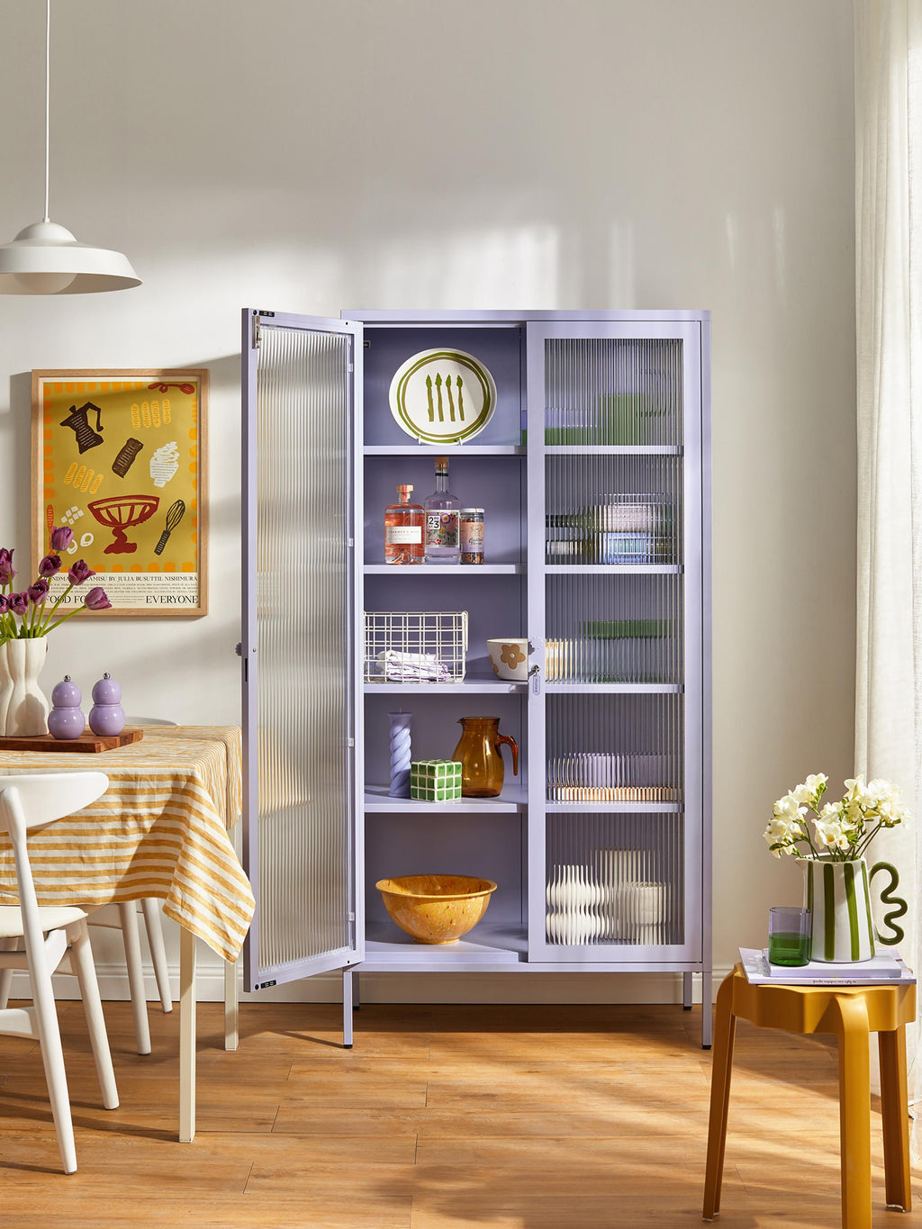 Collector Metal Display Cabinet The with Ribbed Glass