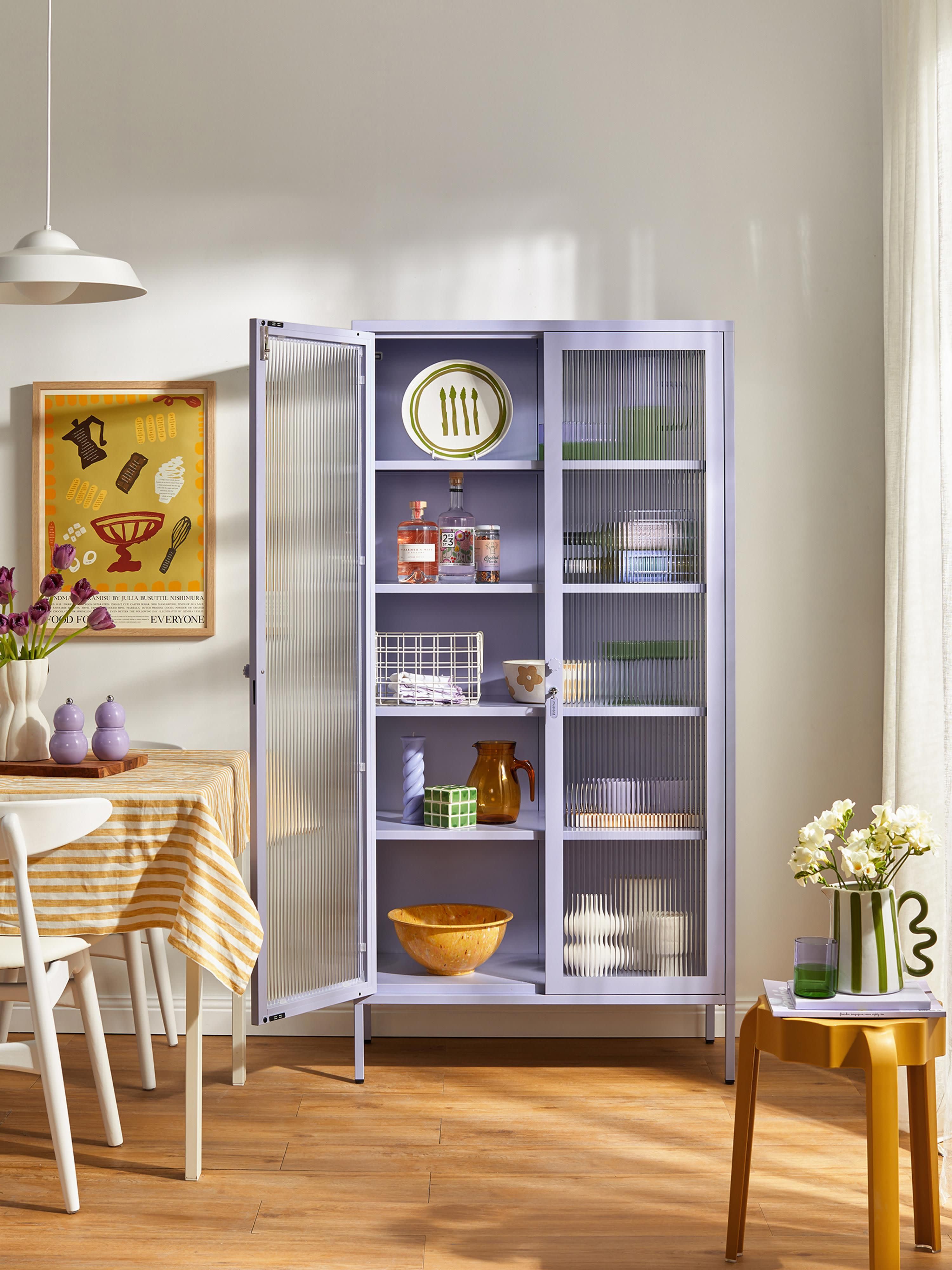 Collector Metal Display Cabinet The with Ribbed Glass