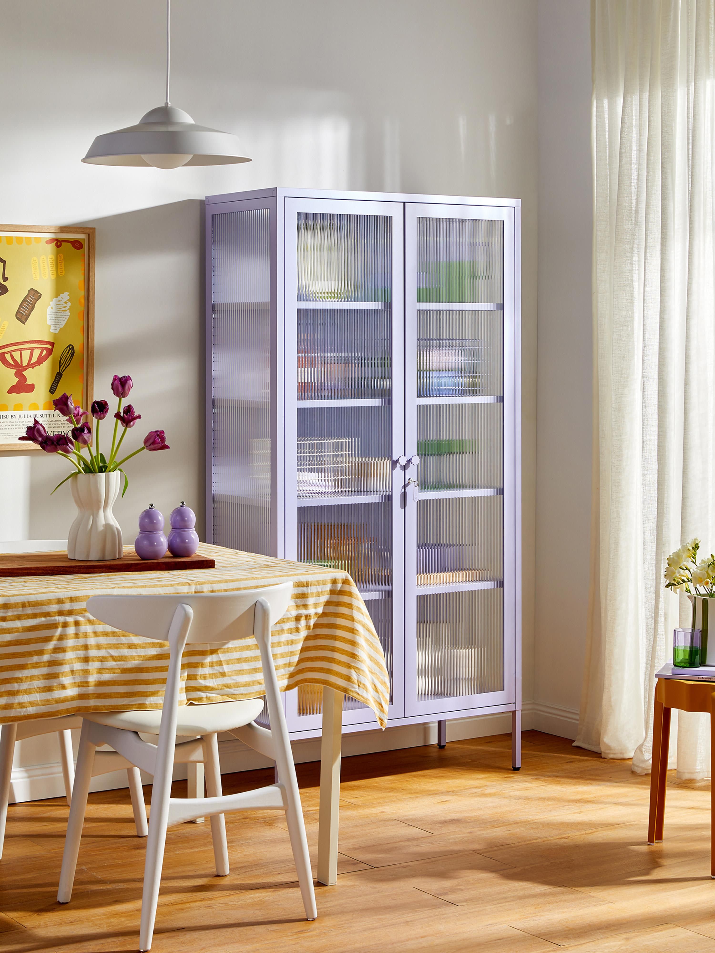 Collector Metal Display Cabinet The with Ribbed Glass
