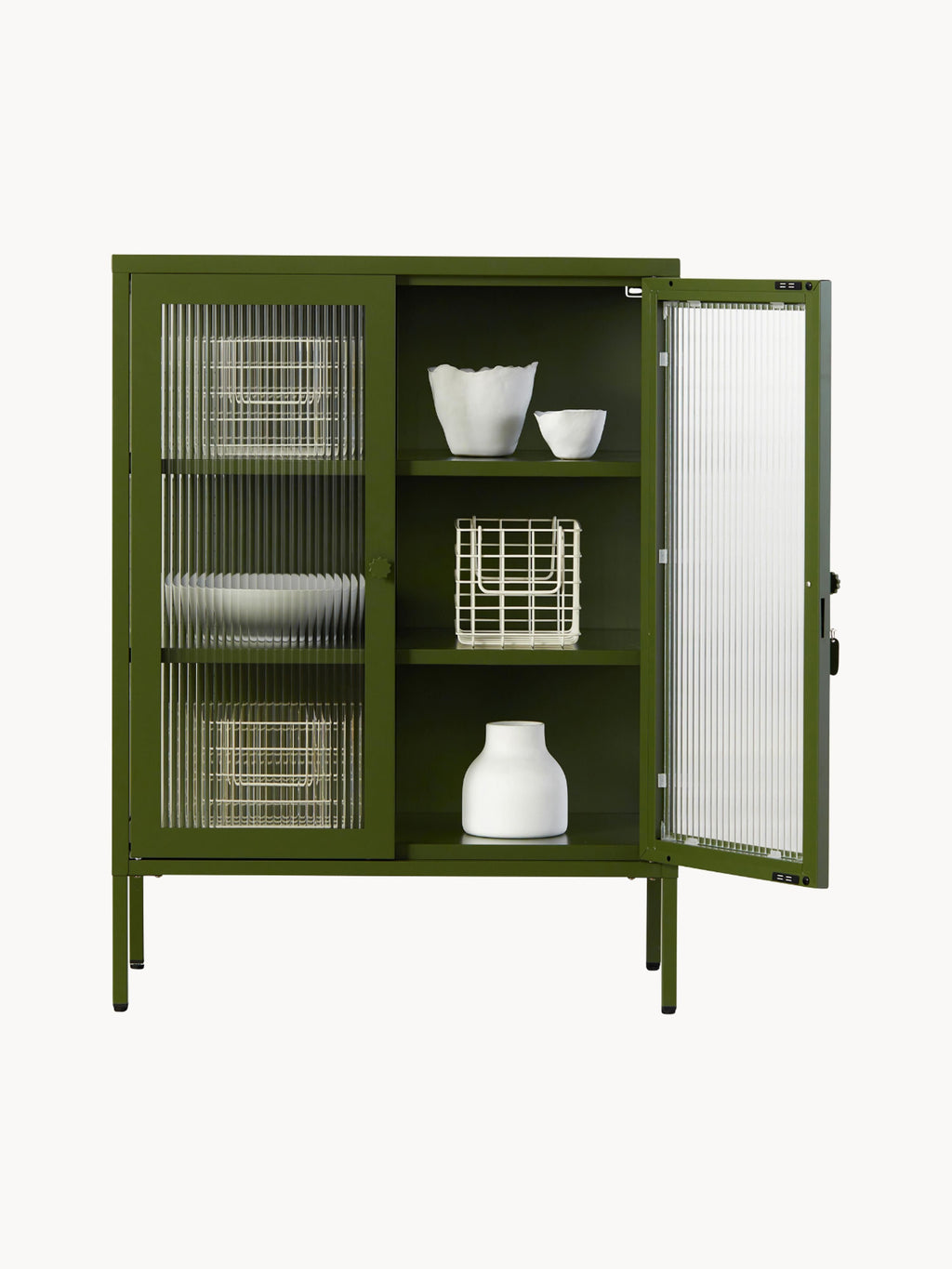 Mixer Metal Display Cabinet The with Ribbed Glass
