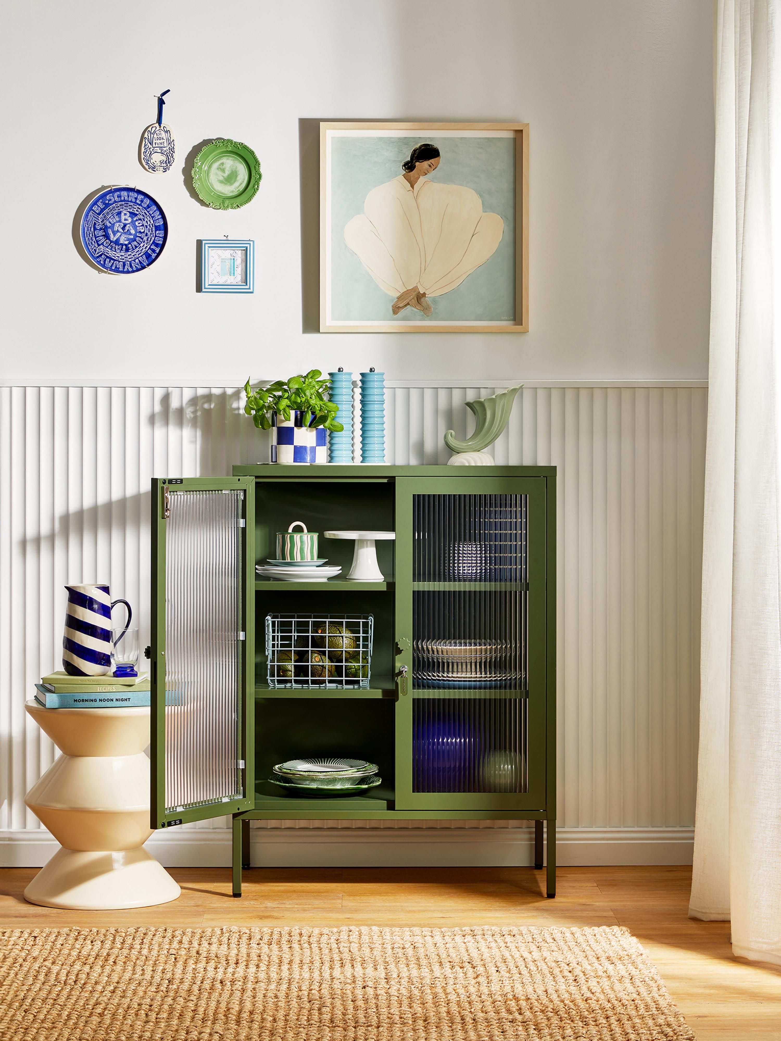 Mixer Metal Display Cabinet The with Ribbed Glass