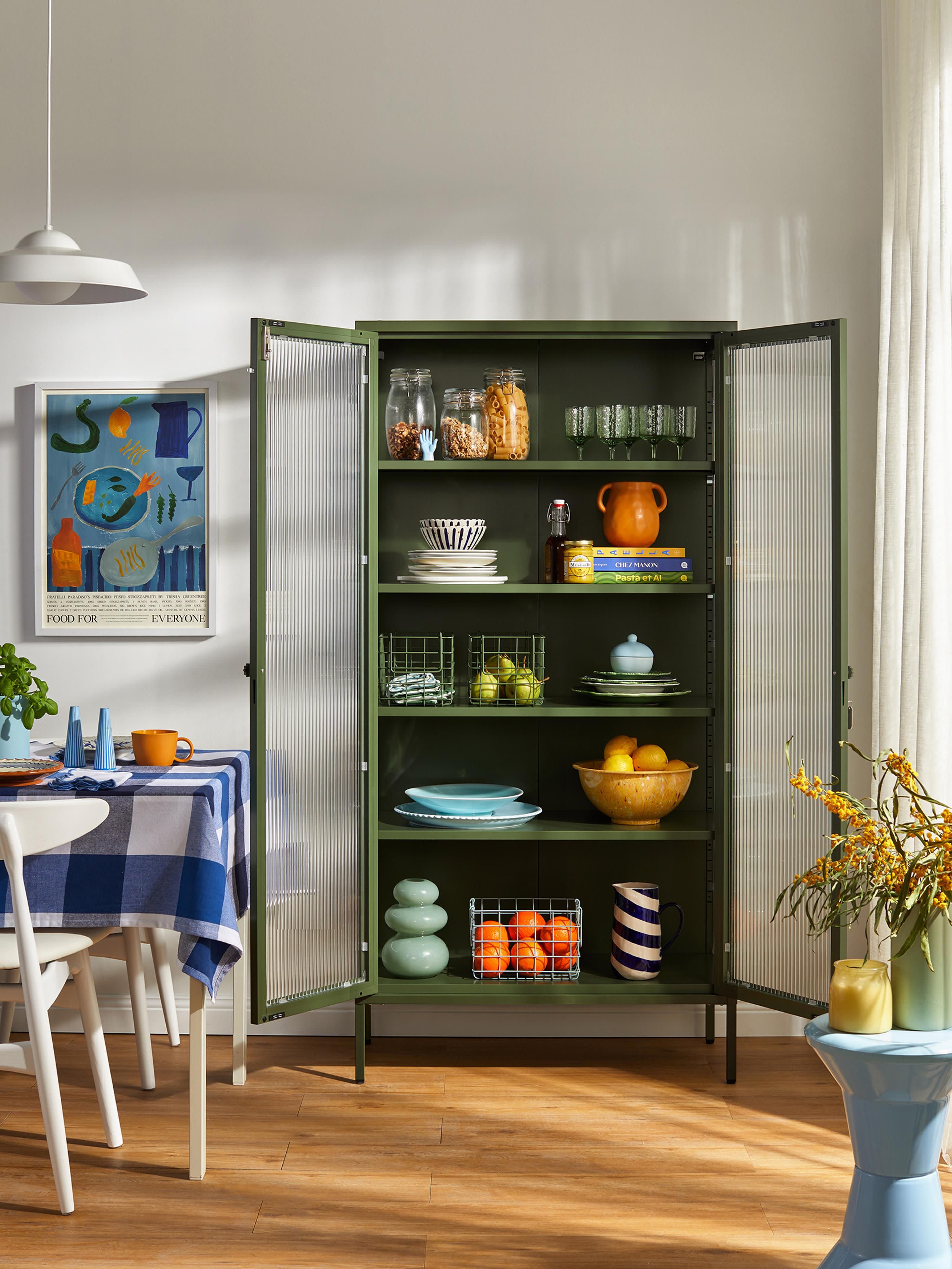Collector Metal Display Cabinet The with Ribbed Glass