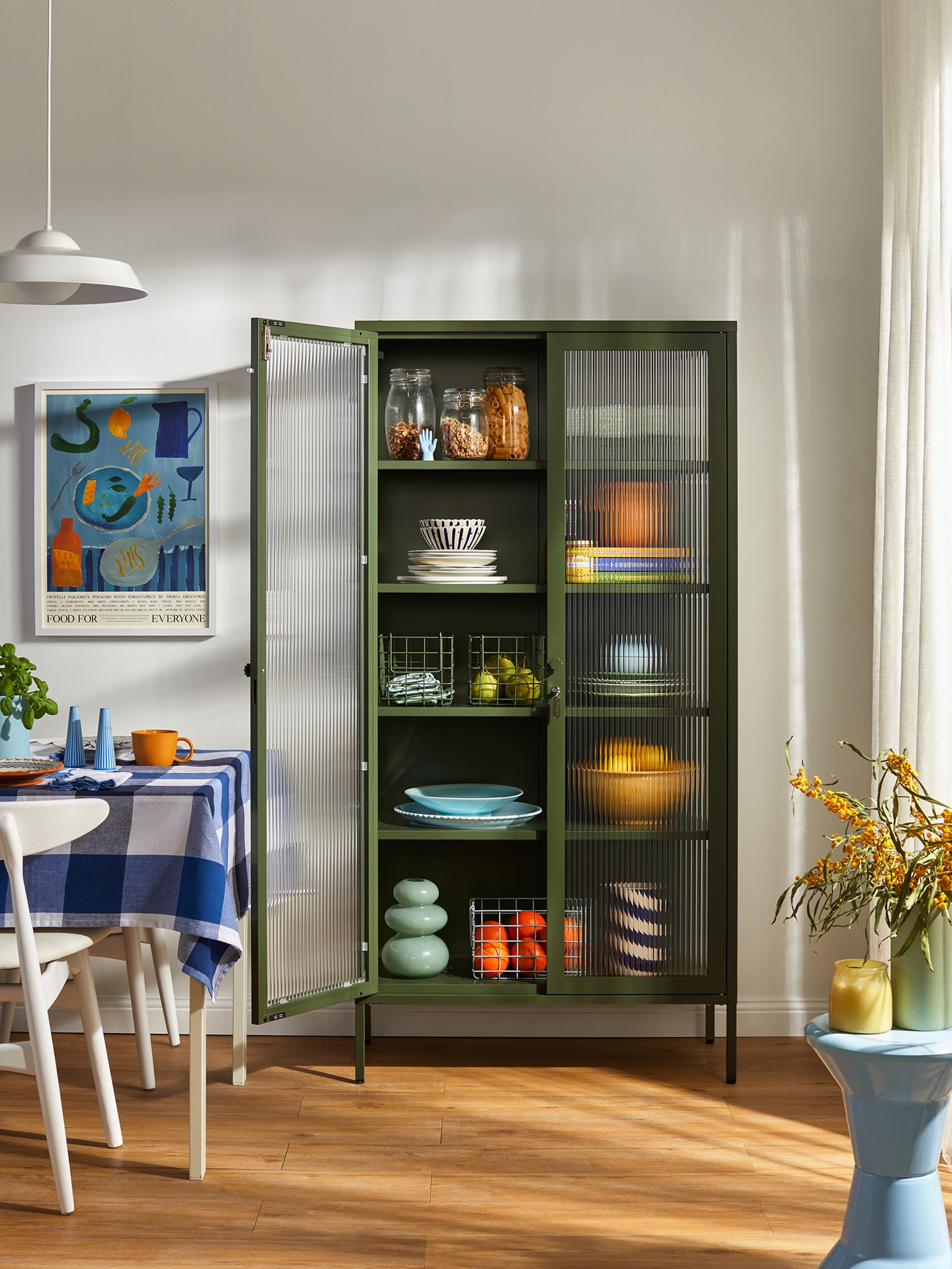 Collector Metal Display Cabinet The with Ribbed Glass