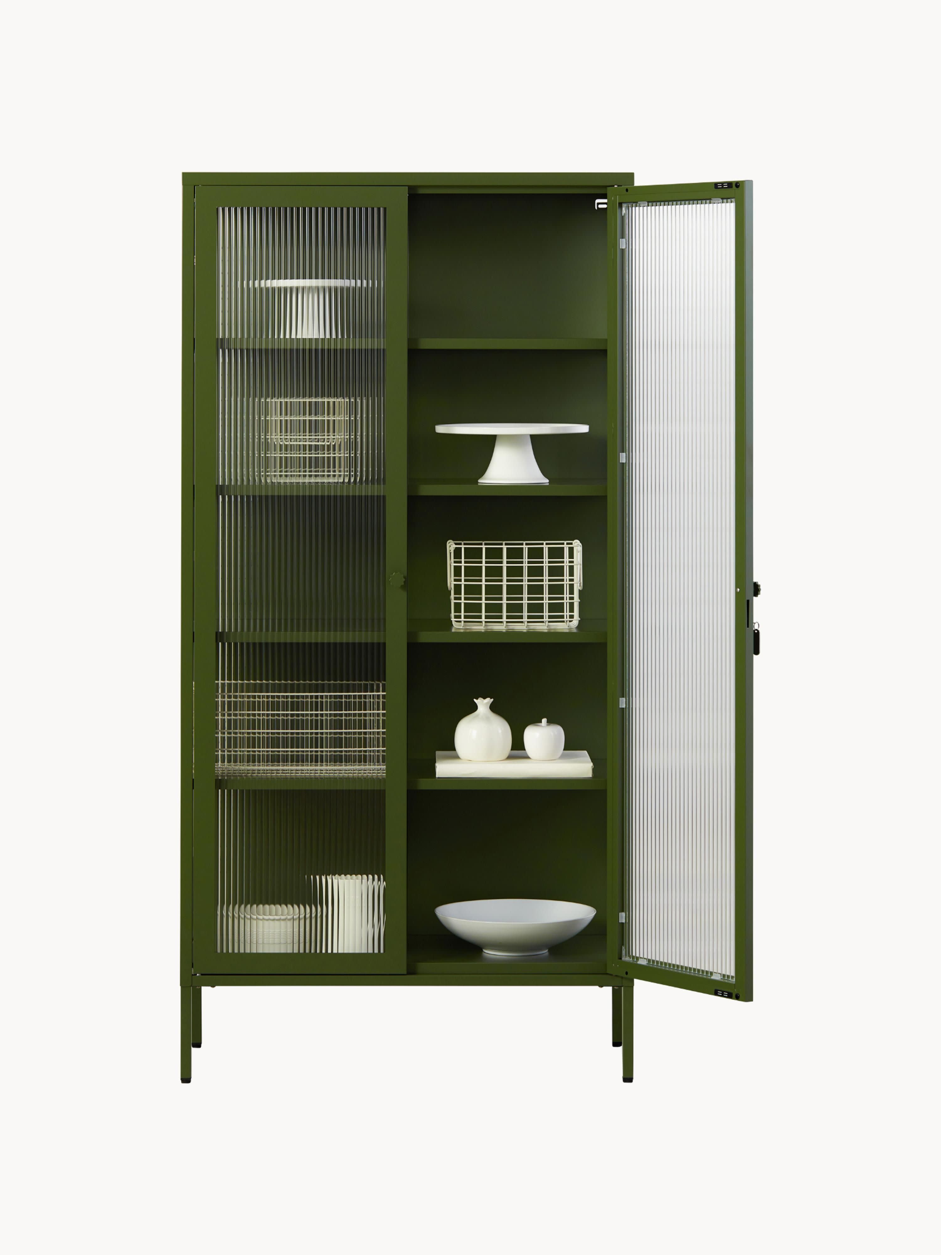 Collector Metal Display Cabinet The with Ribbed Glass
