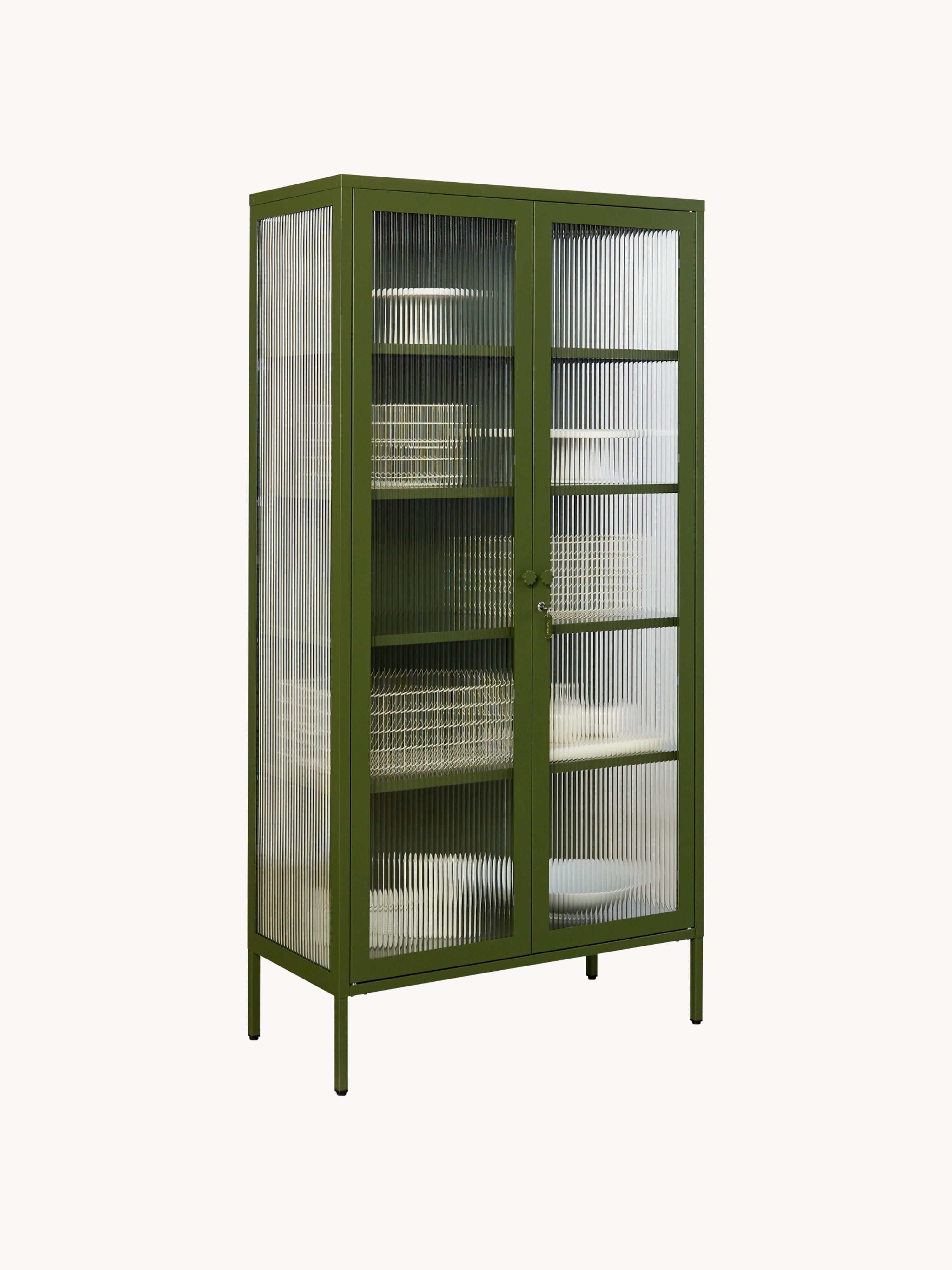 Collector Metal Display Cabinet The with Ribbed Glass