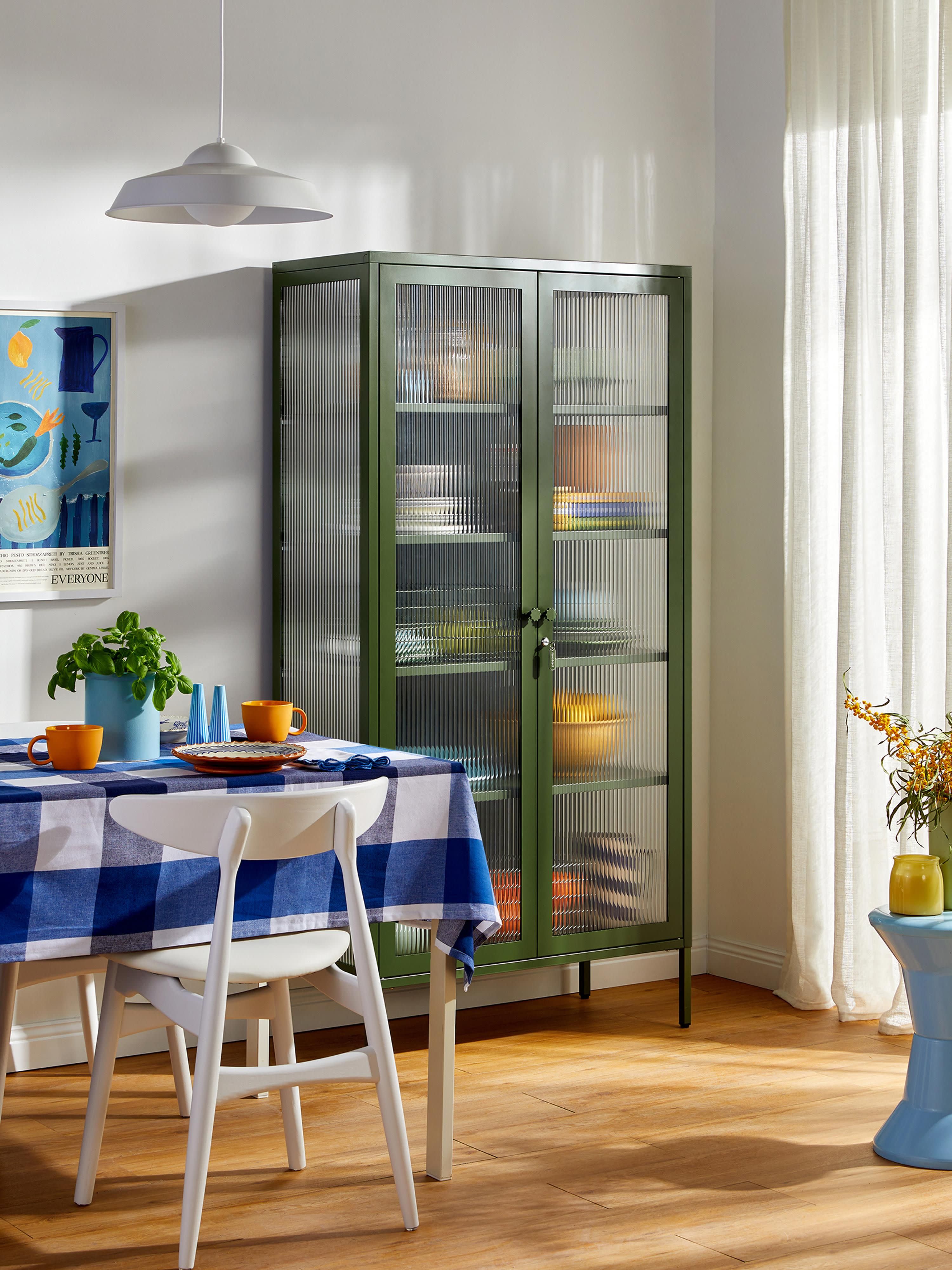 Collector Metal Display Cabinet The with Ribbed Glass