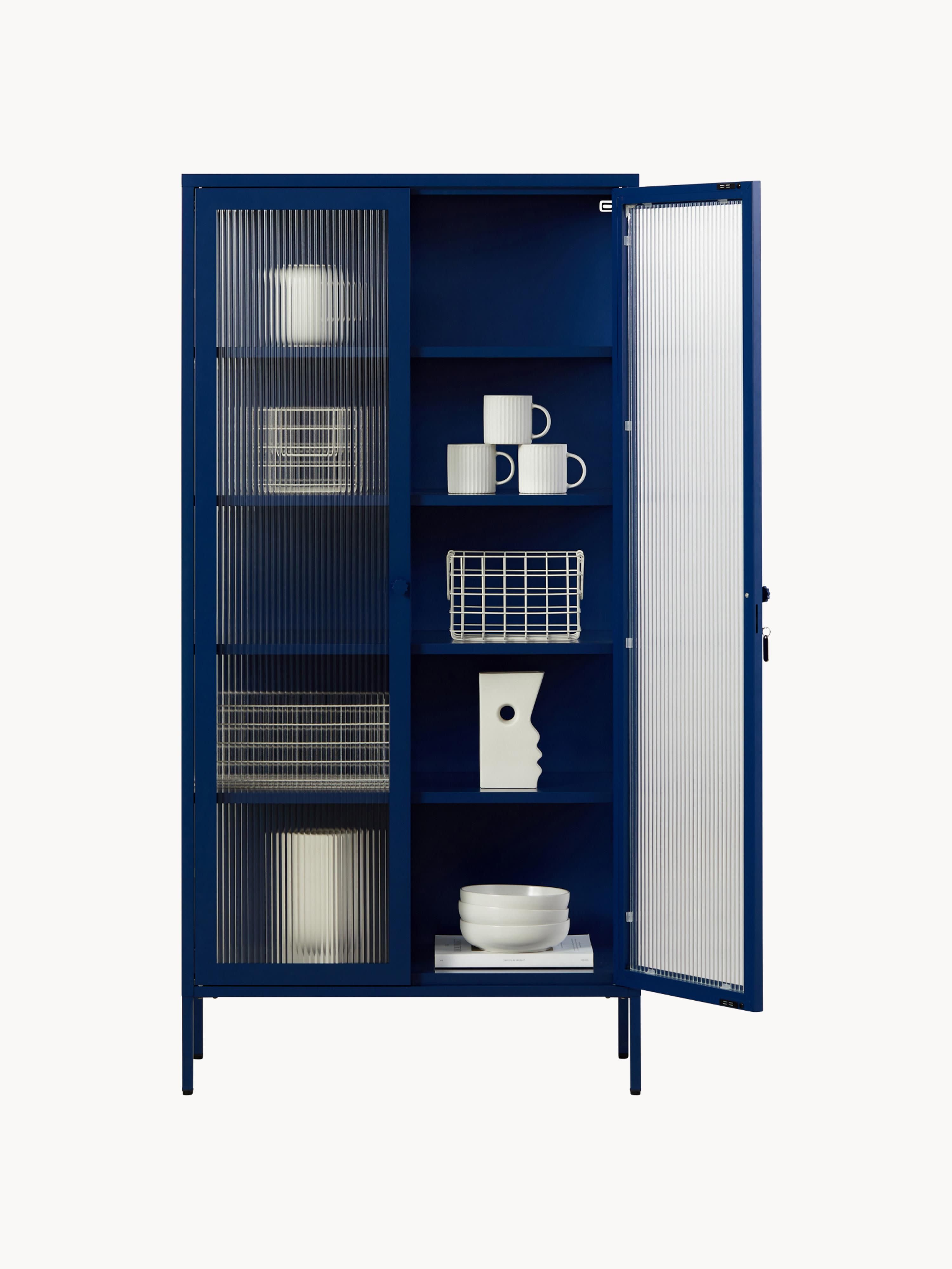 Collector Metal Display Cabinet The with Ribbed Glass