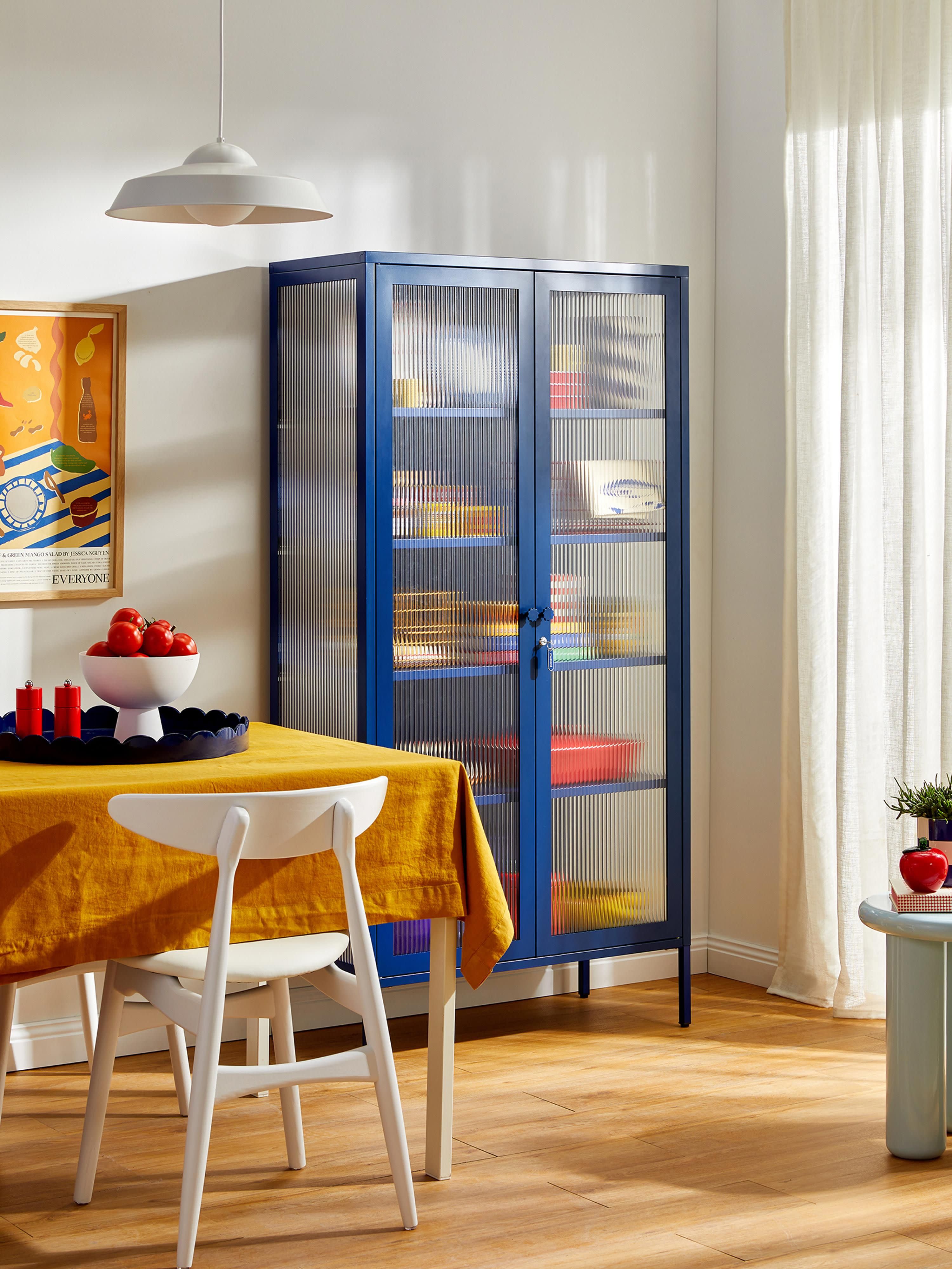 Collector Metal Display Cabinet The with Ribbed Glass