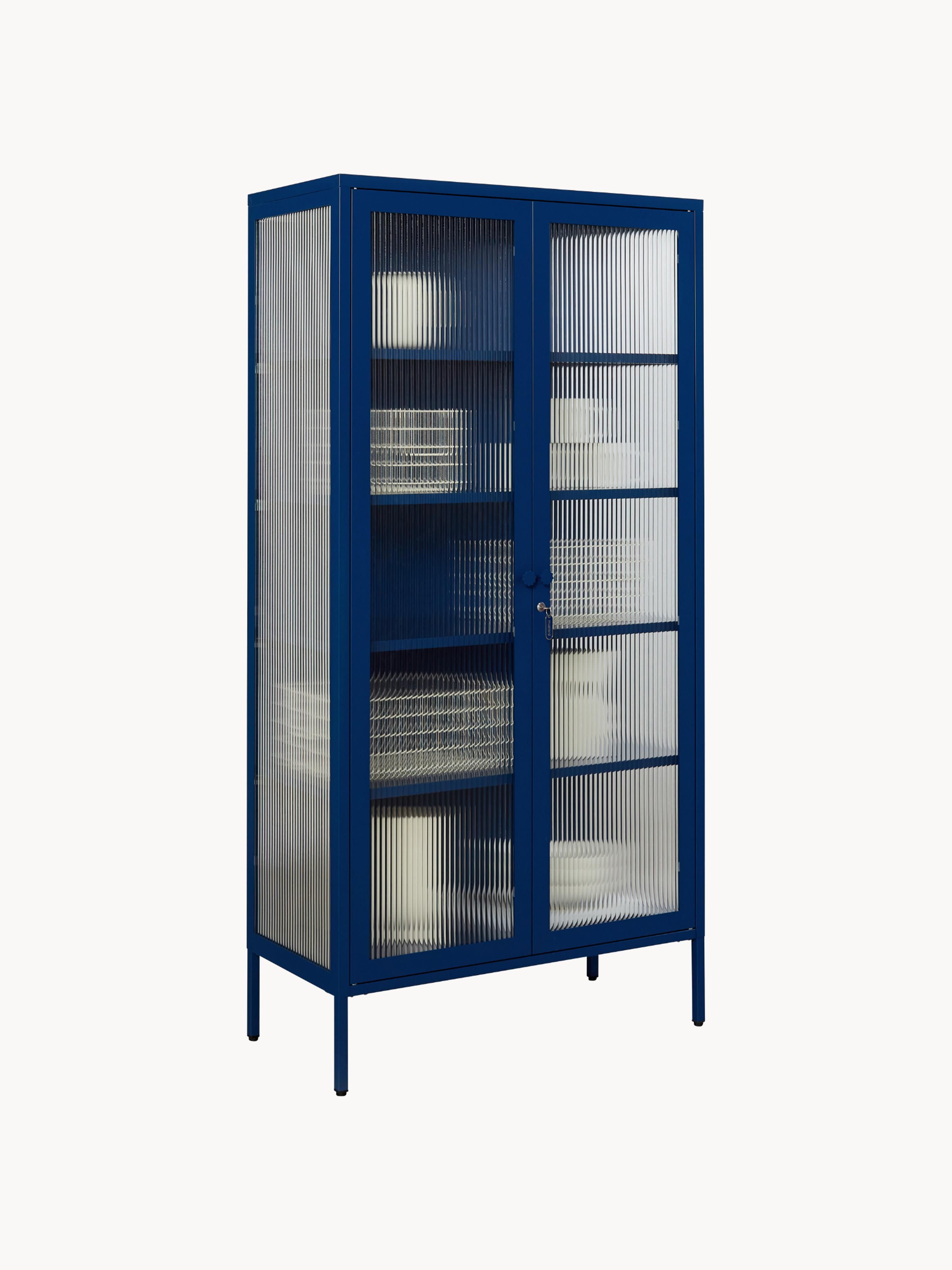 Collector Metal Display Cabinet The with Ribbed Glass