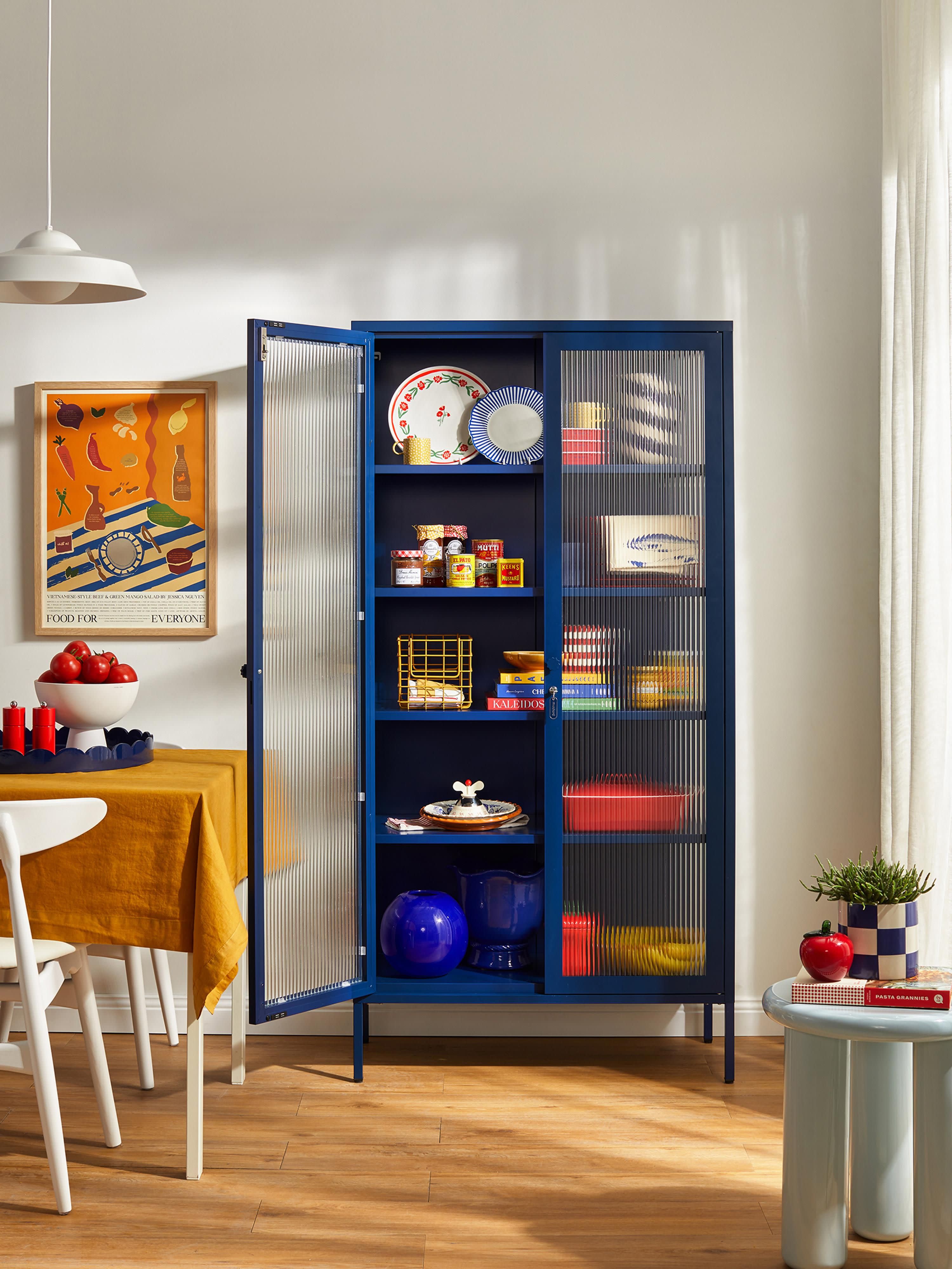 Collector Metal Display Cabinet The with Ribbed Glass