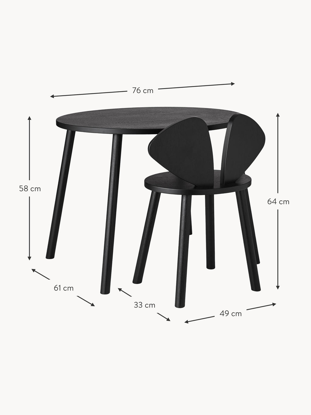 Mouse Children's Table with Children's Chair, Set of 2