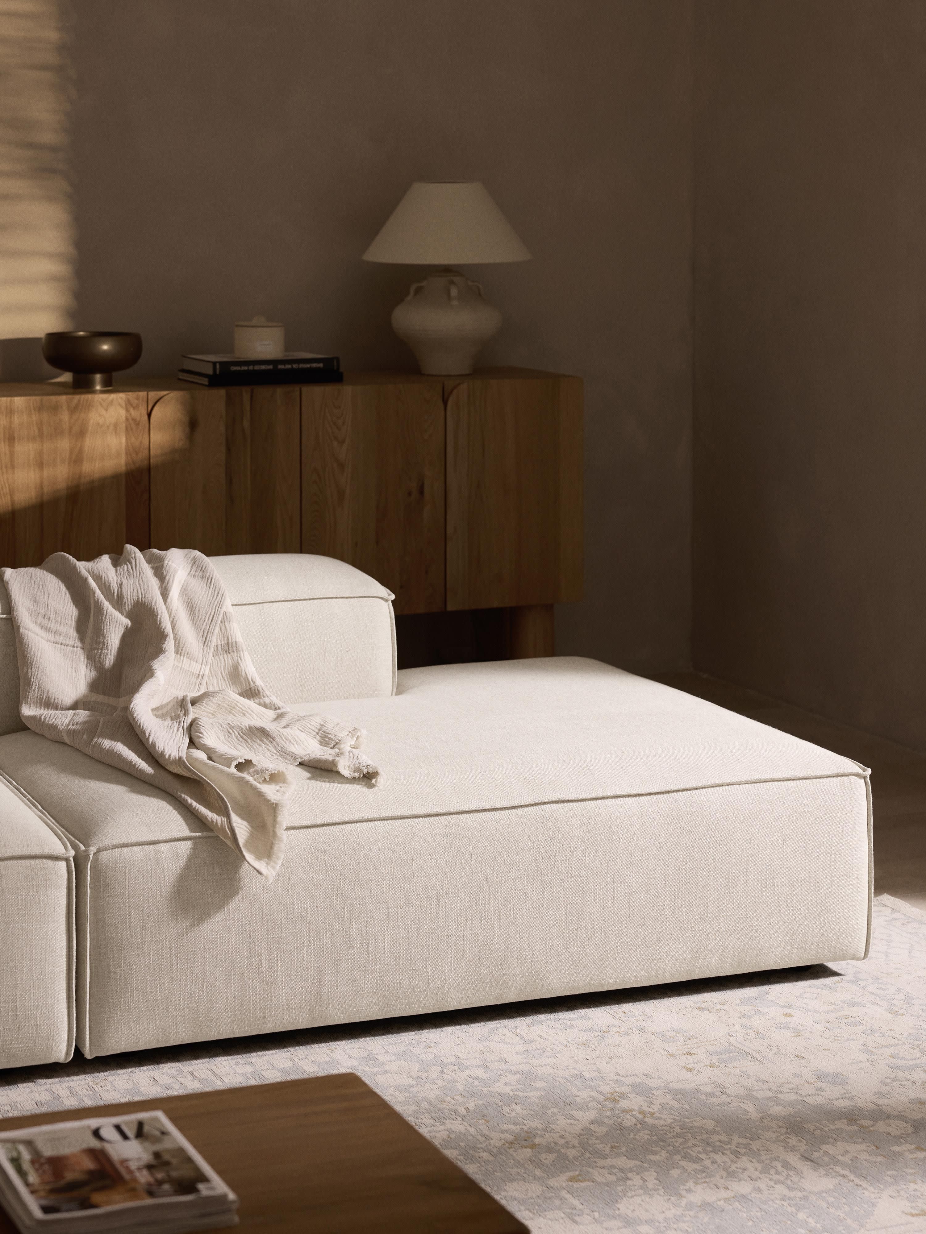 Lennon XL Linen Blend Modular Ottoman