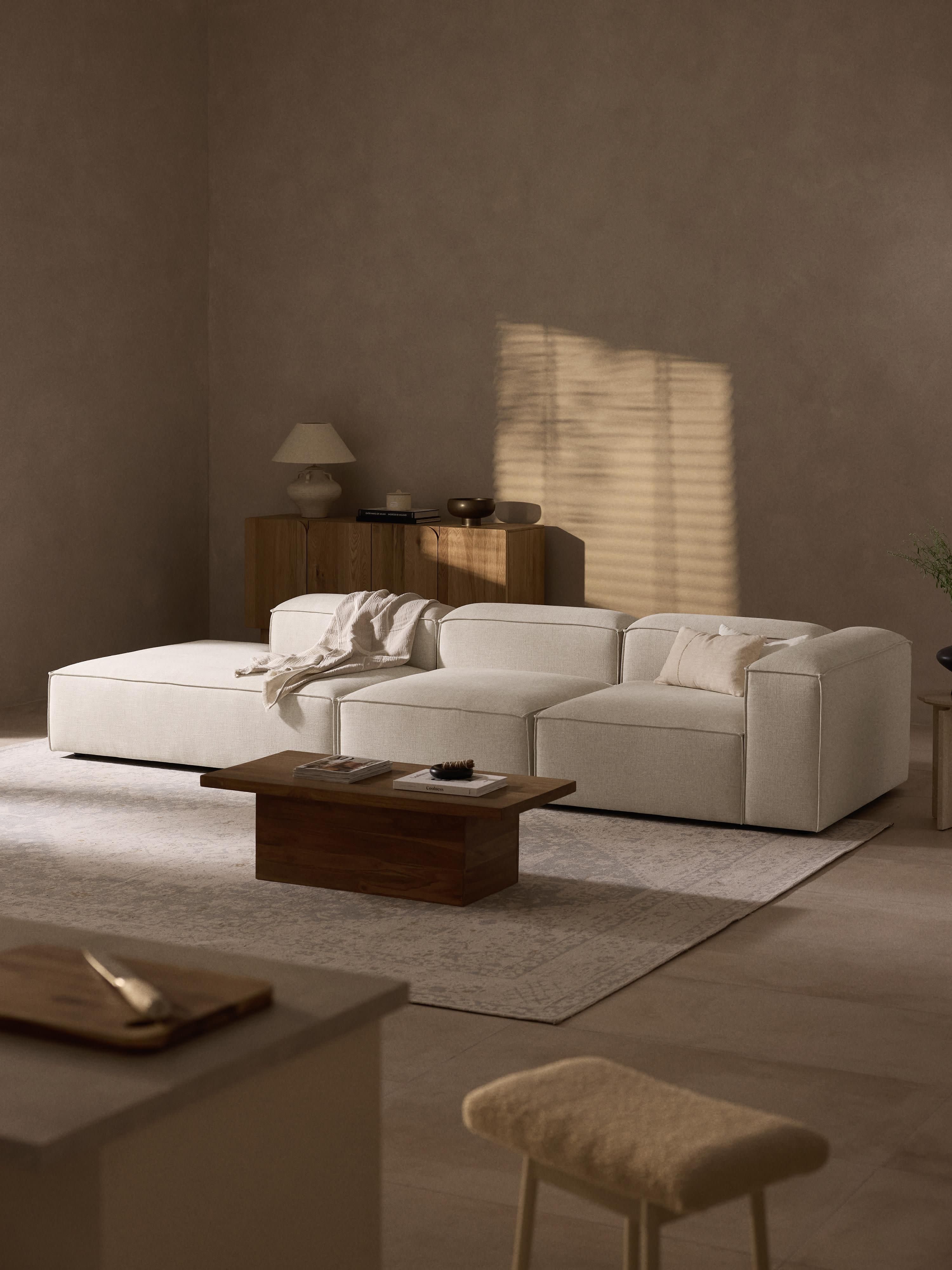 Lennon XL Linen Blend Modular Ottoman