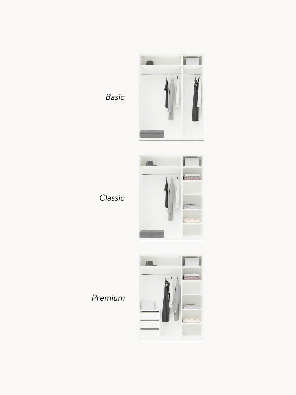 Simone Modular Revolving Door Wardrobe, 150 cm Wide, in various sizes