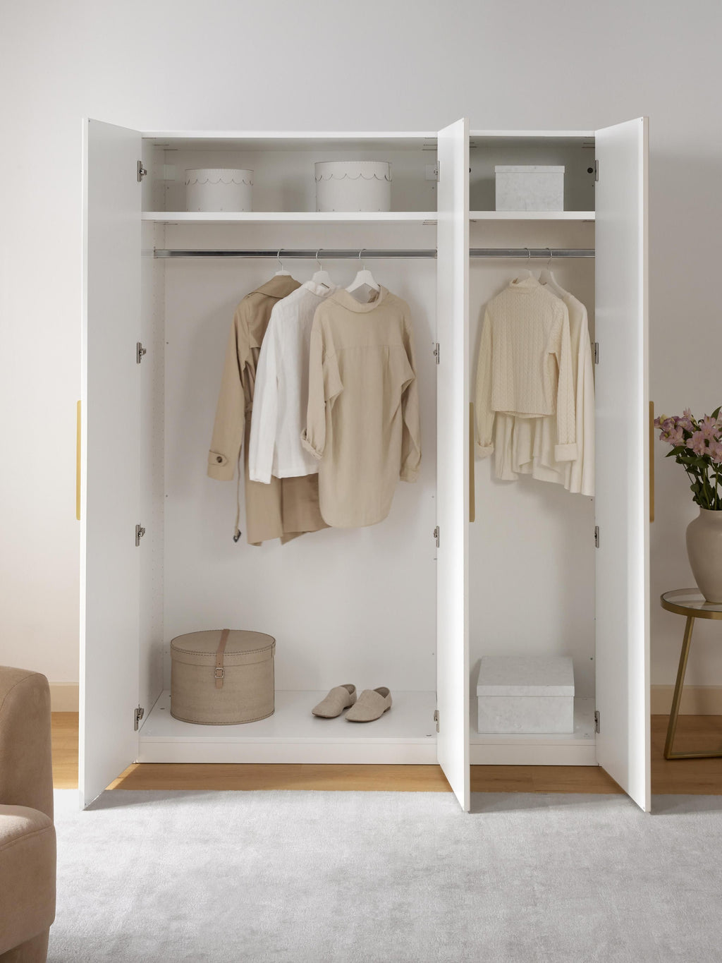 Simone Modular Revolving Door Wardrobe, 150 cm Wide, in various sizes