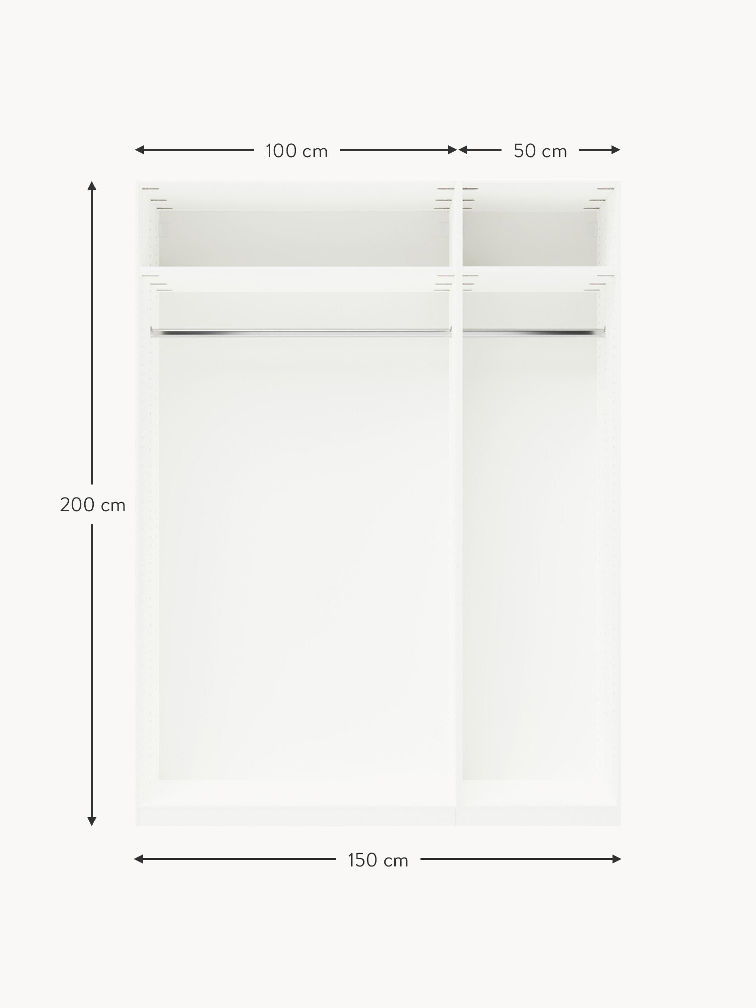 Simone Modular Revolving Door Wardrobe, 150 cm Wide, in various sizes