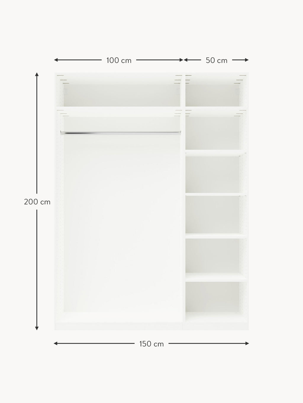 Simone Modular Revolving Door Wardrobe, 150 cm Wide, in various sizes