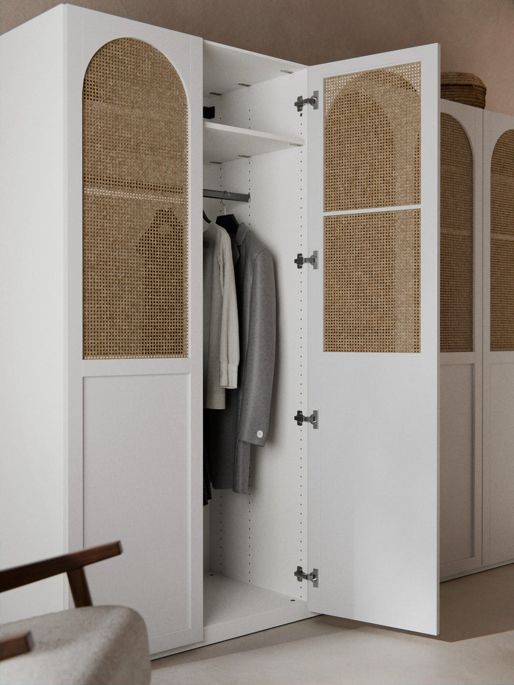 Jeanne Modular Hinged Door Wardrobe, 300 cm Wide, in various sizes