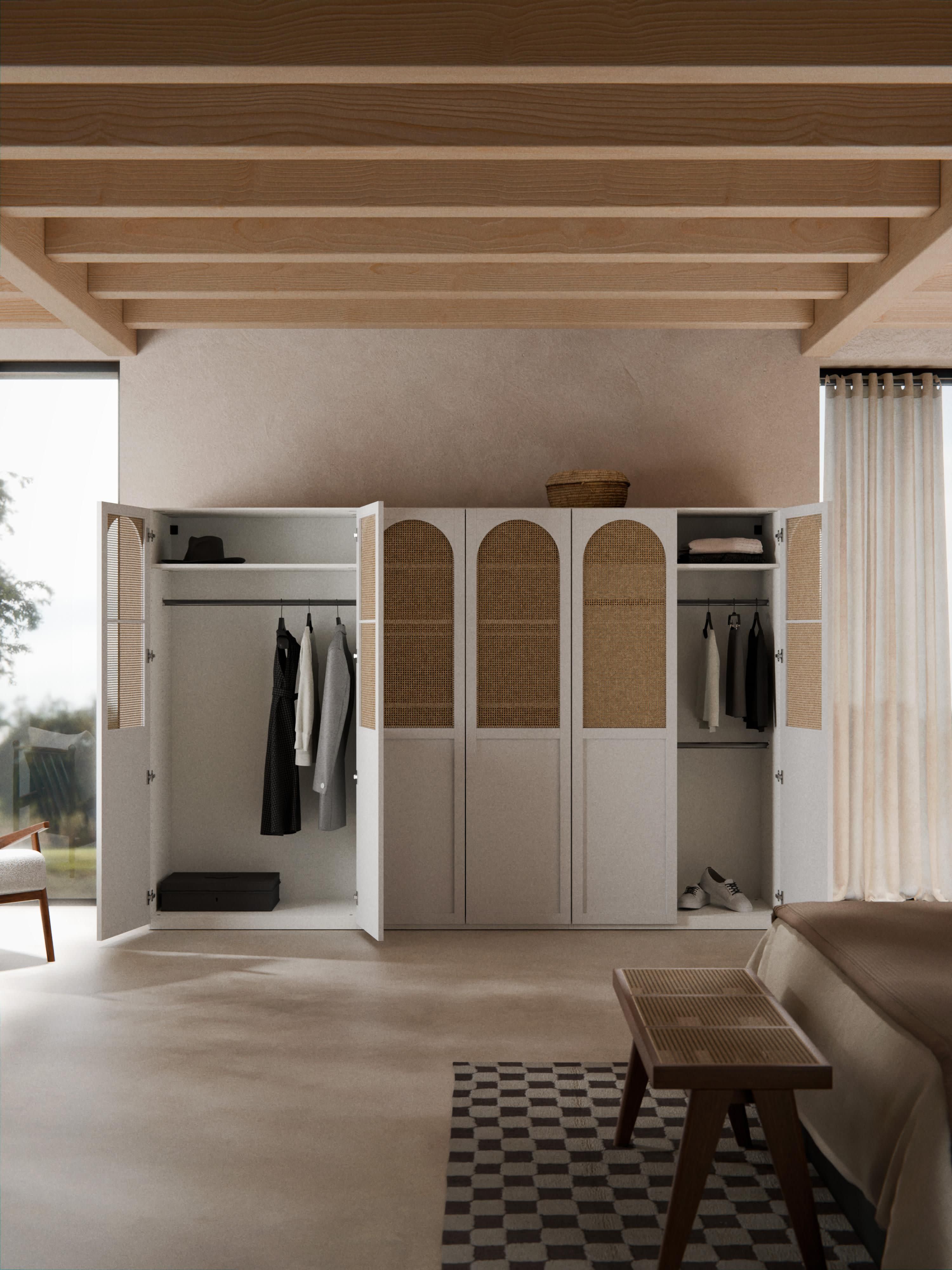 Jeanne Modular Hinged Door Wardrobe, 300 cm Wide, in various sizes