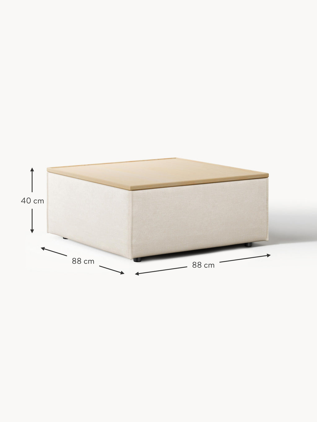 Lennon Linen Blend Ottoman with Storage