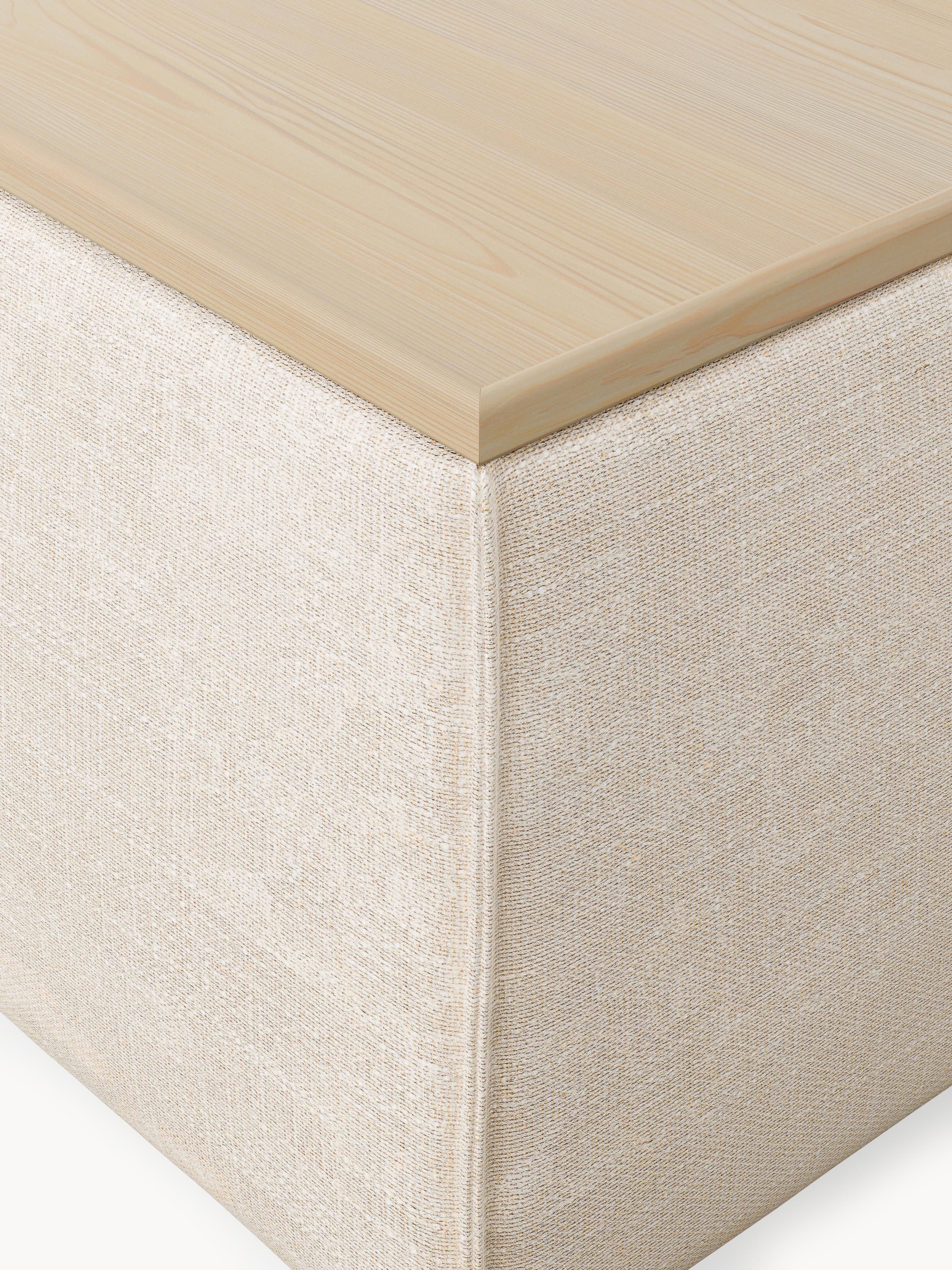 Lennon Linen Blend Ottoman with Storage