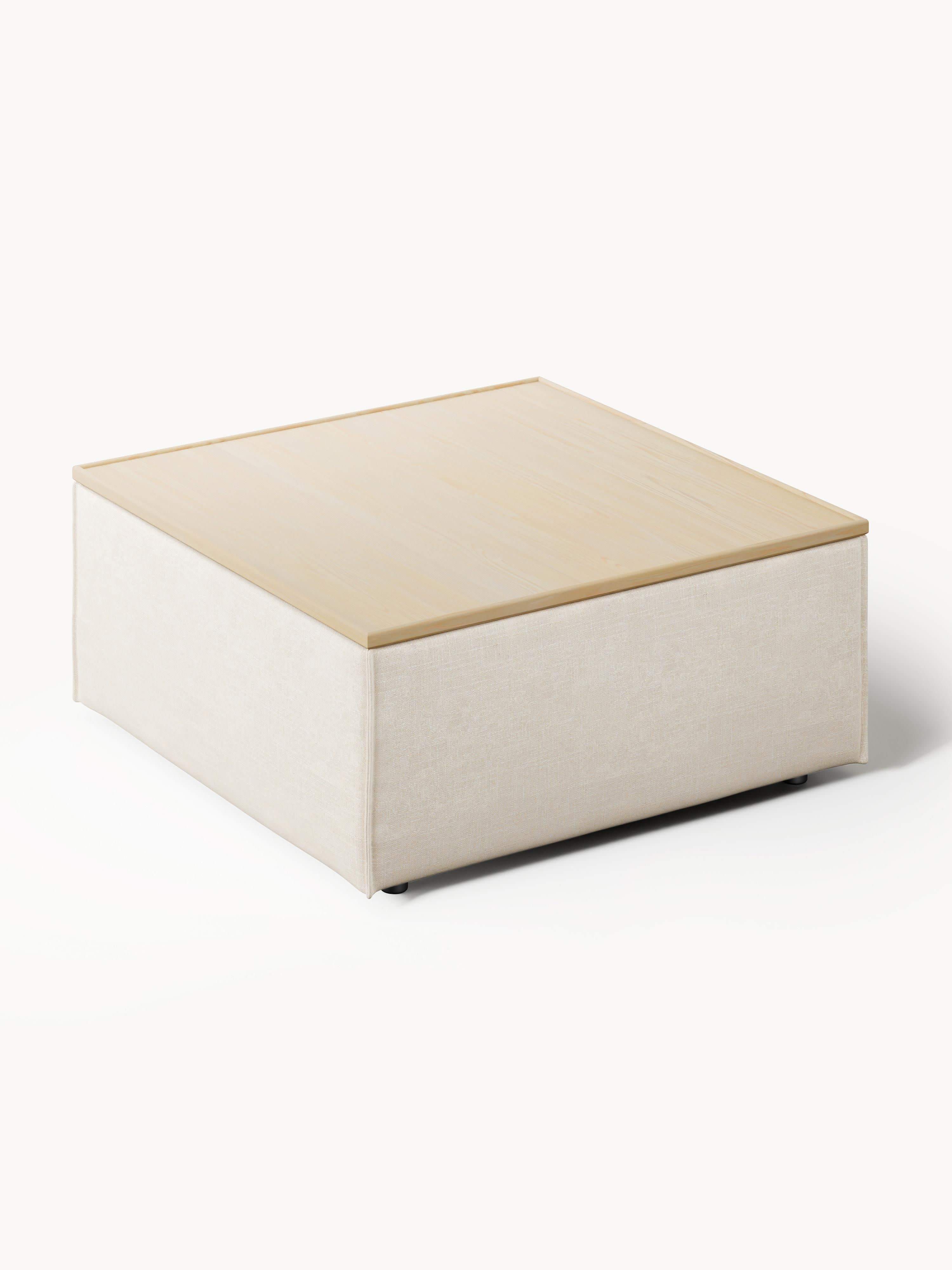 Lennon Linen Blend Ottoman with Storage