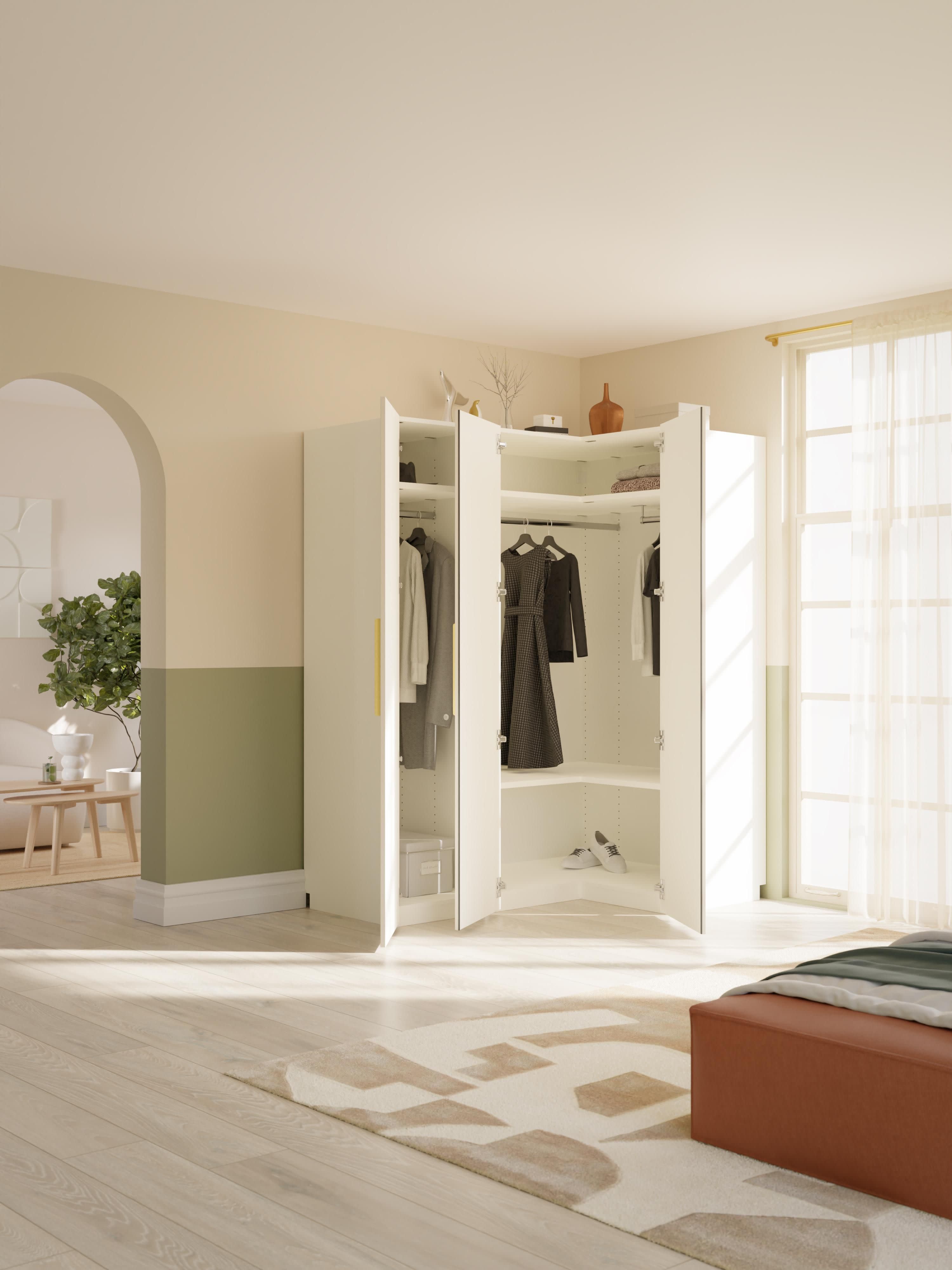 Simone Modular Corner Wardrobe, 165 cm Wide, in various sizes