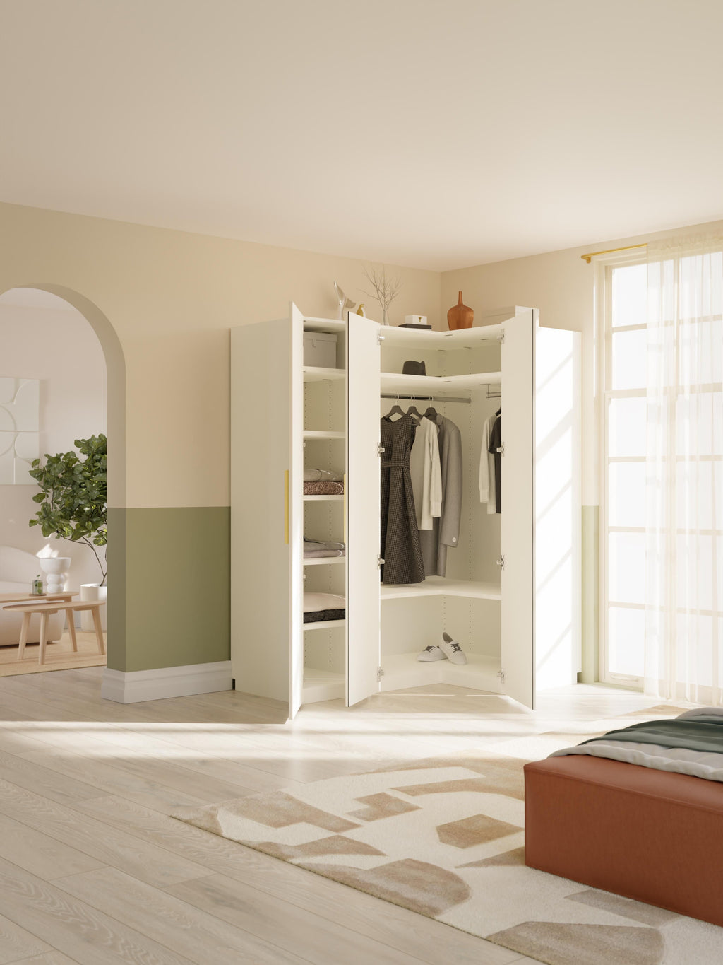 Simone Modular Corner Wardrobe, 165 cm Wide, in various sizes