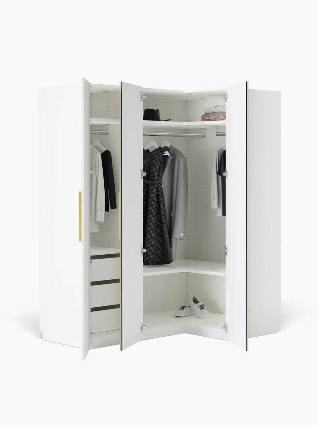 Simone Modular Corner Wardrobe, 165 cm Wide, in various sizes