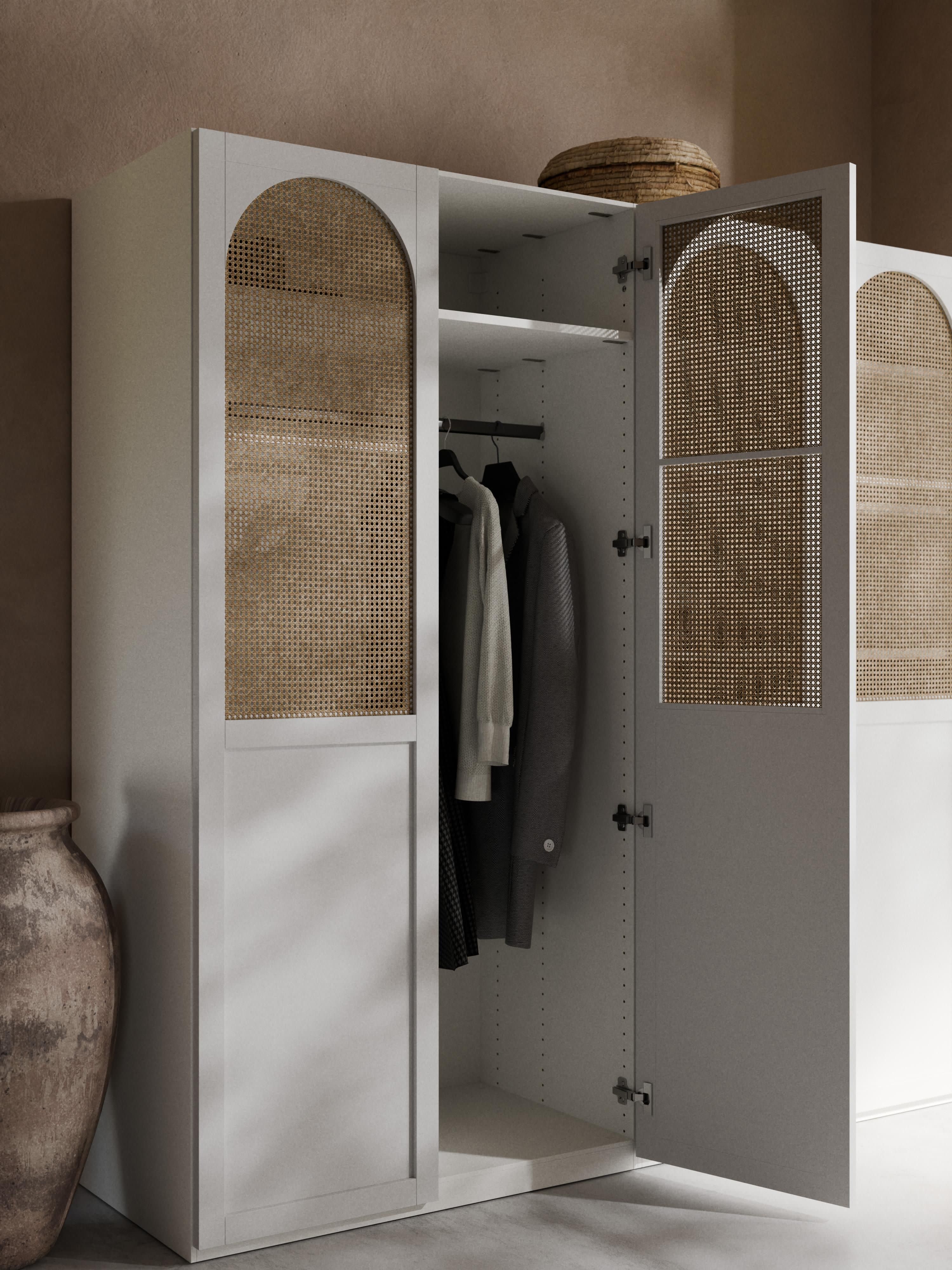 Jeanne Modular Hinged Door Wardrobe, 200 cm Wide, in various sizes