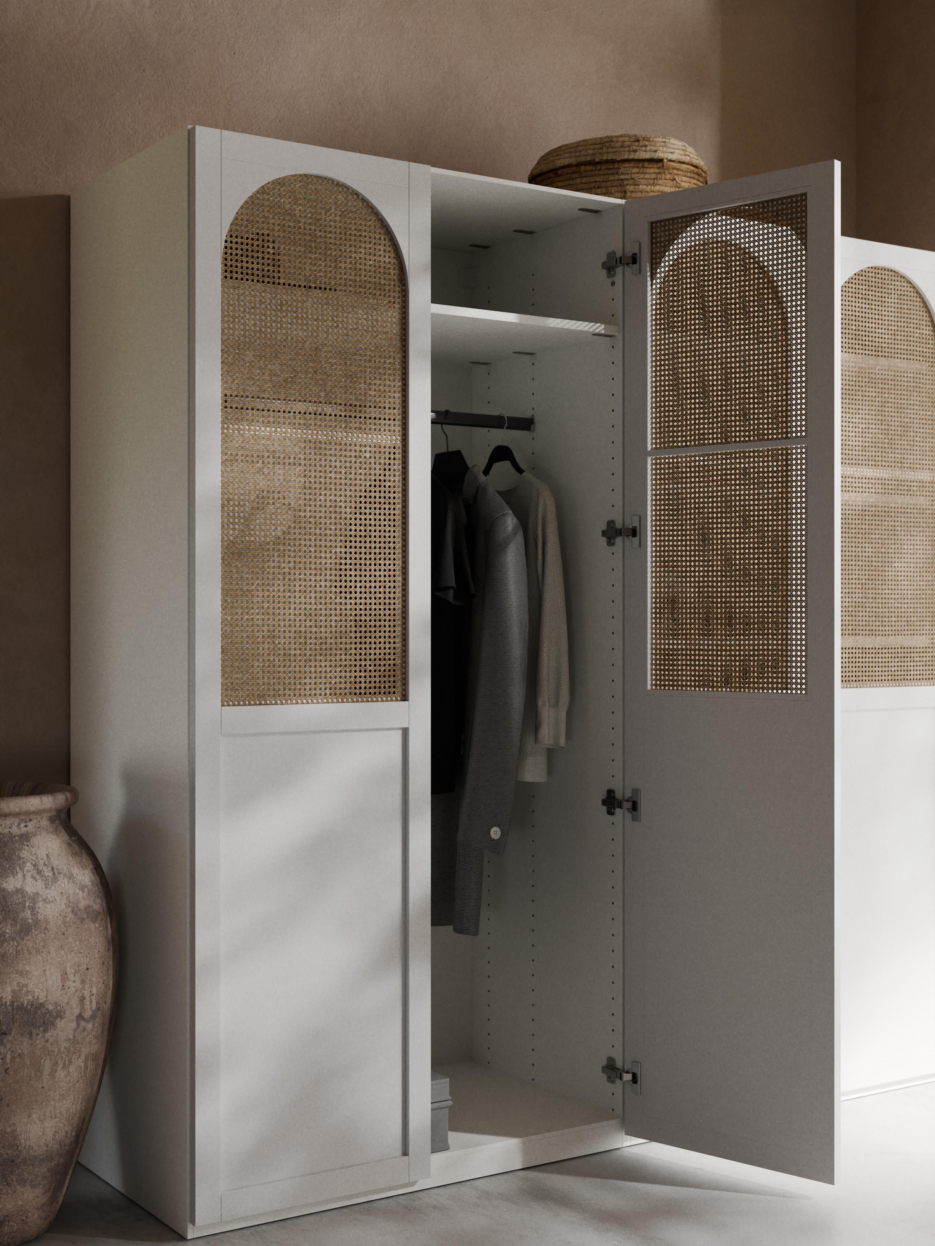 Jeanne Modular Hinged Door Wardrobe, 200 cm Wide, in various sizes